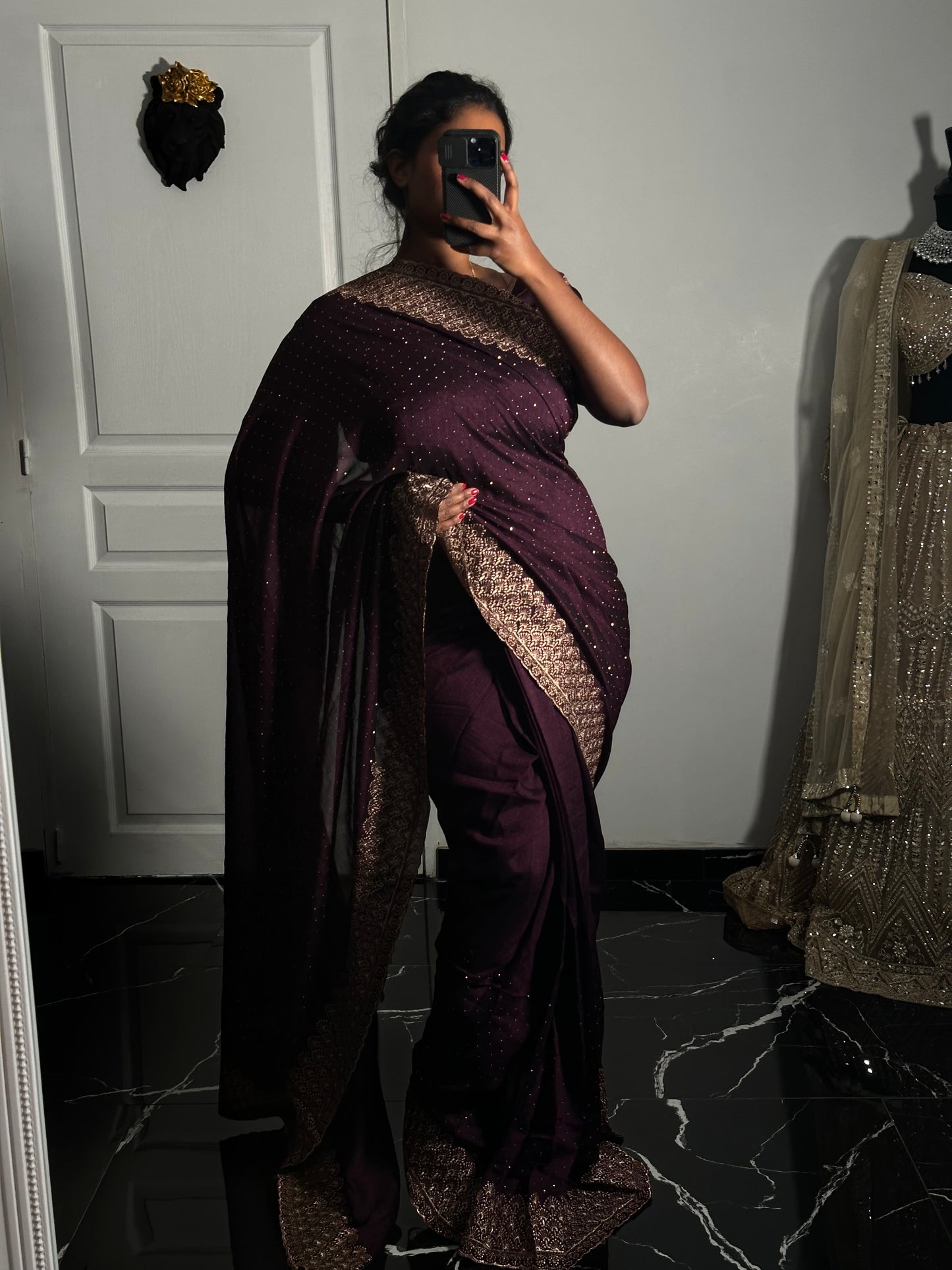Sila One minute saree Prune