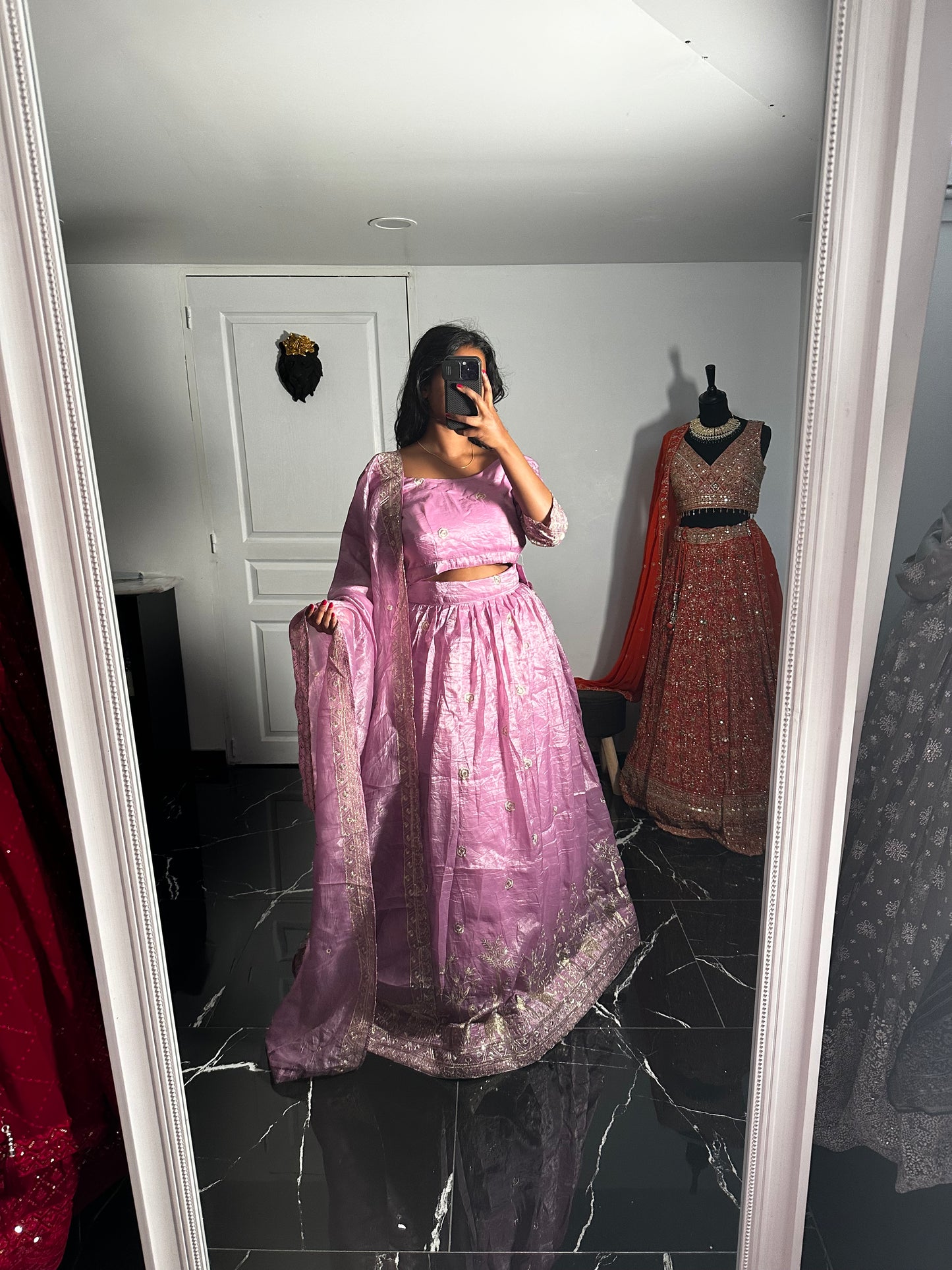 Lehenga rose poudré