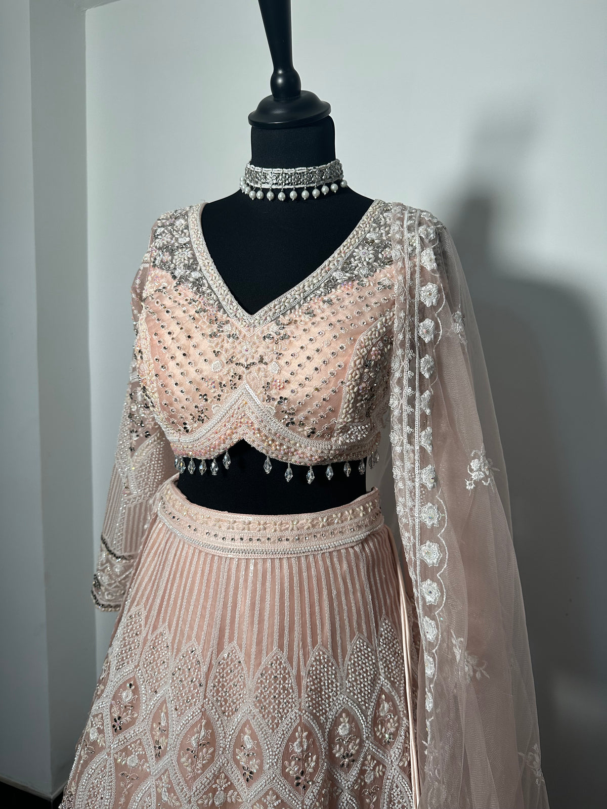 Lehenga rose saumon