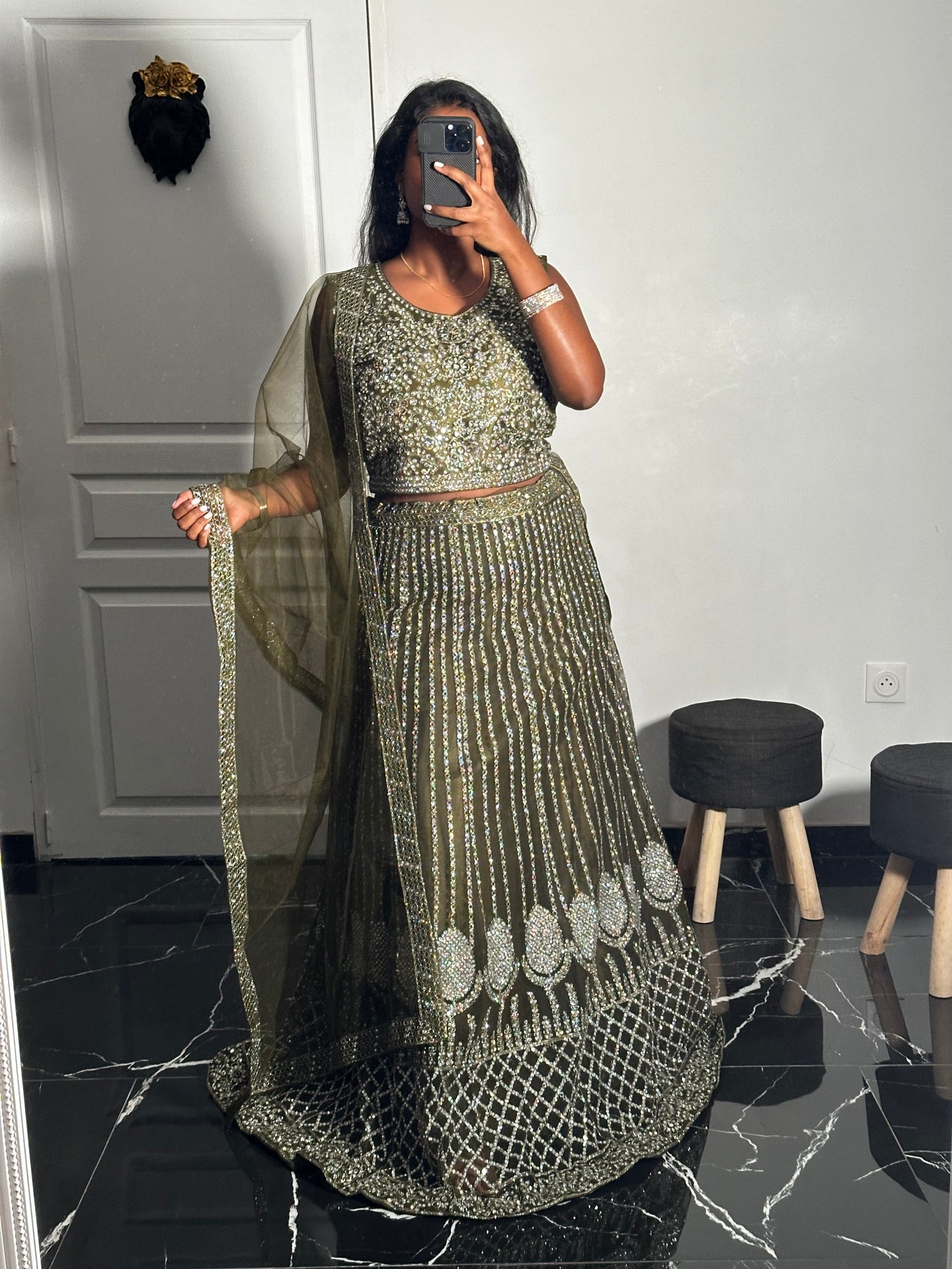 Olive lehenga
