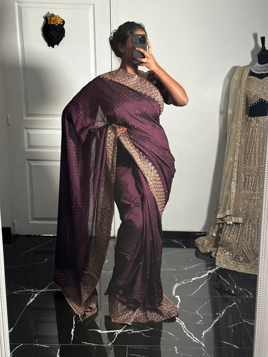 Sila One minute saree Prune