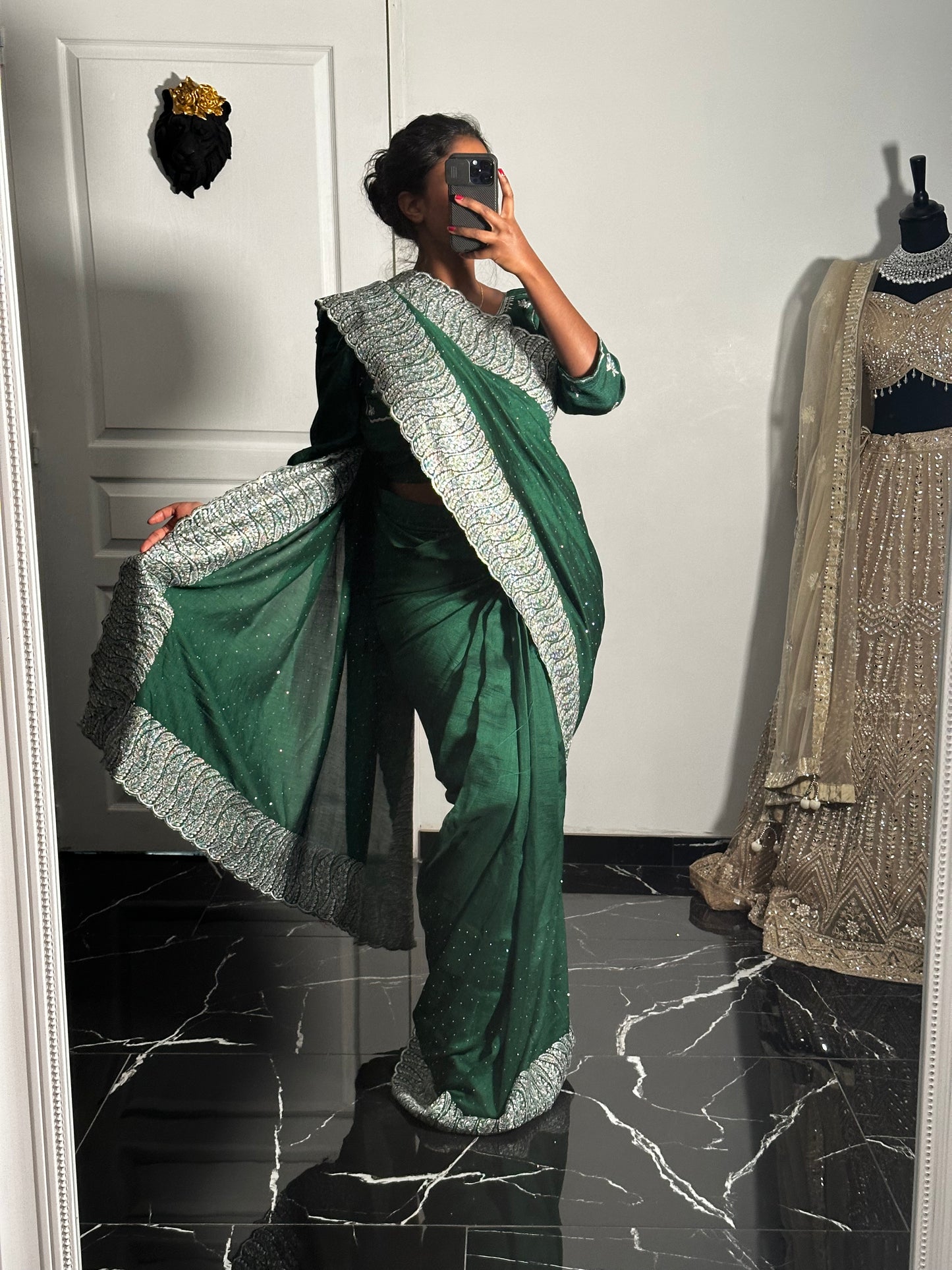 Chana green one minute saree