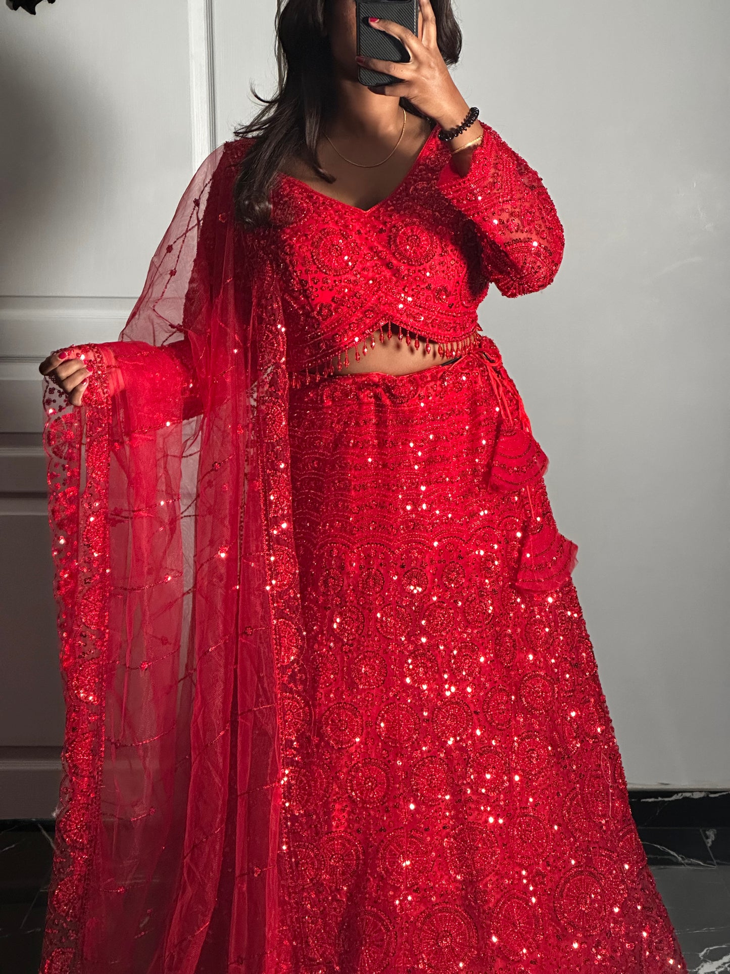Lehenga Rouge Impérial