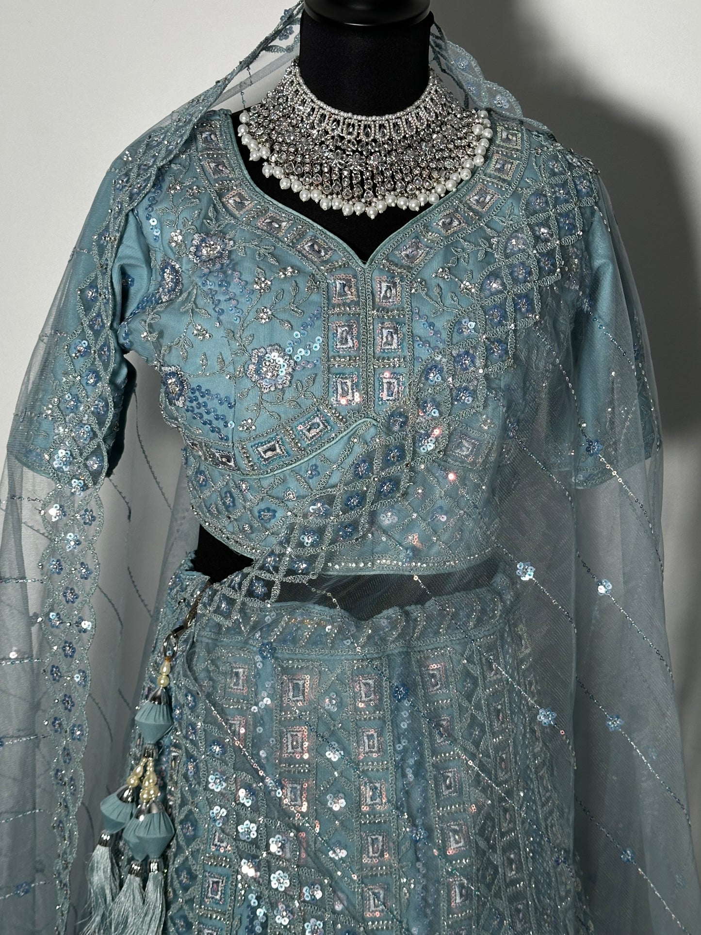 Ice blue lehenga