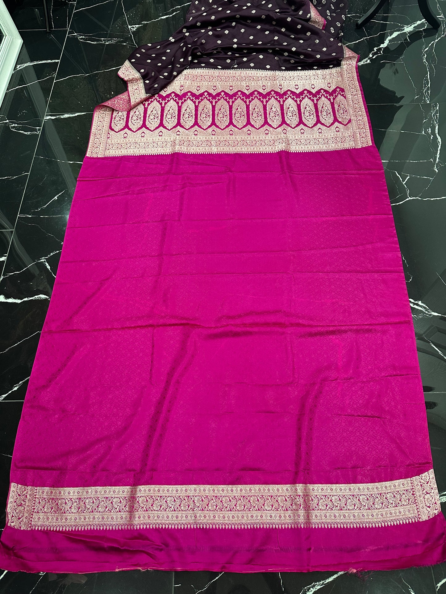 Banarasi Mashru Silk Prune