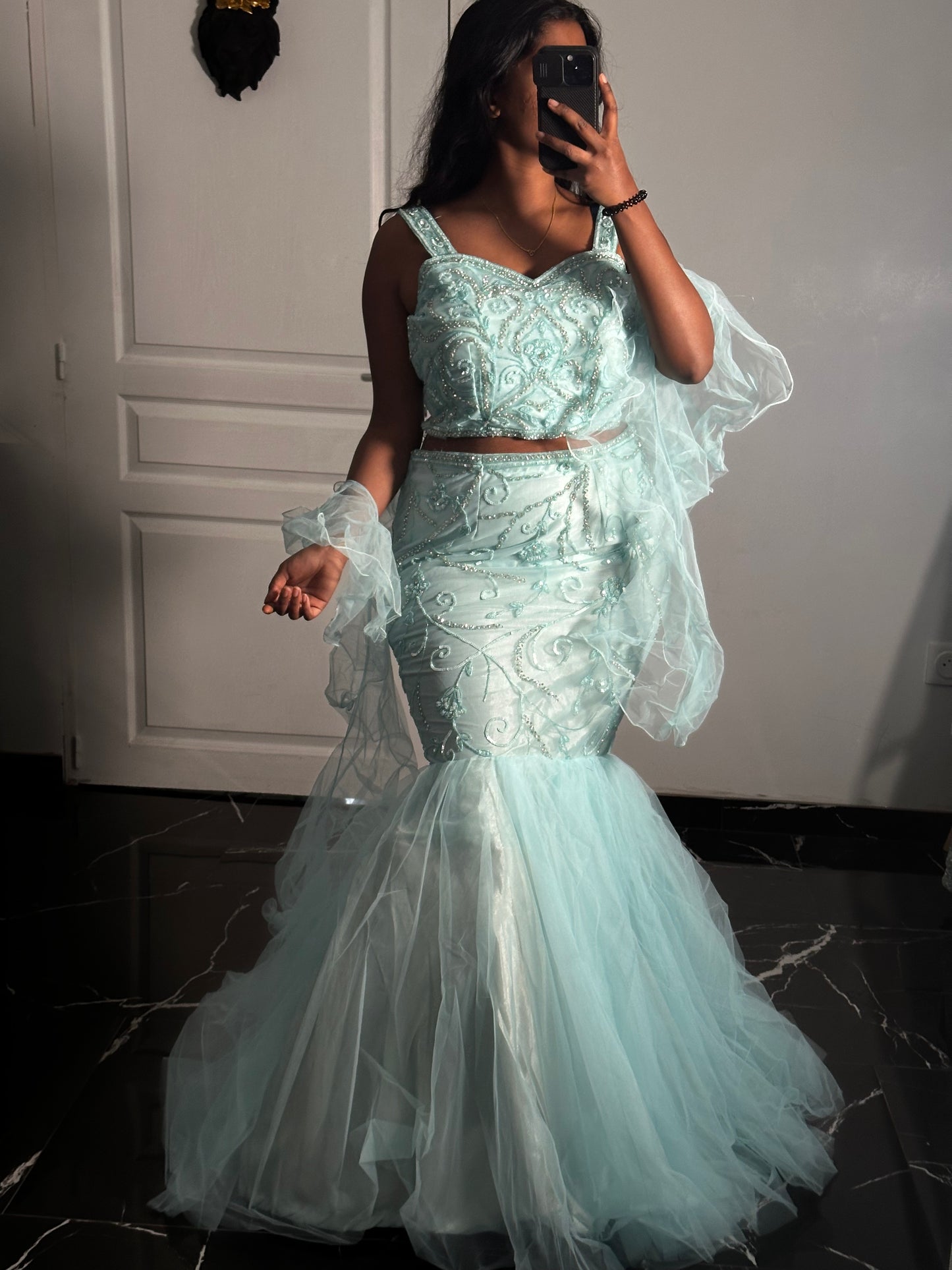 Lehenga sirène bleu