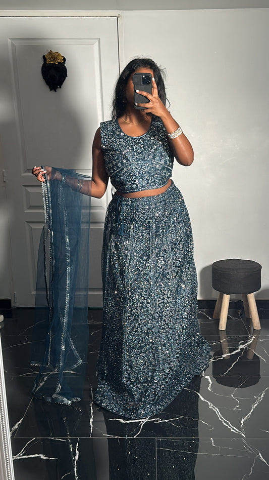 Shona lehenga blue