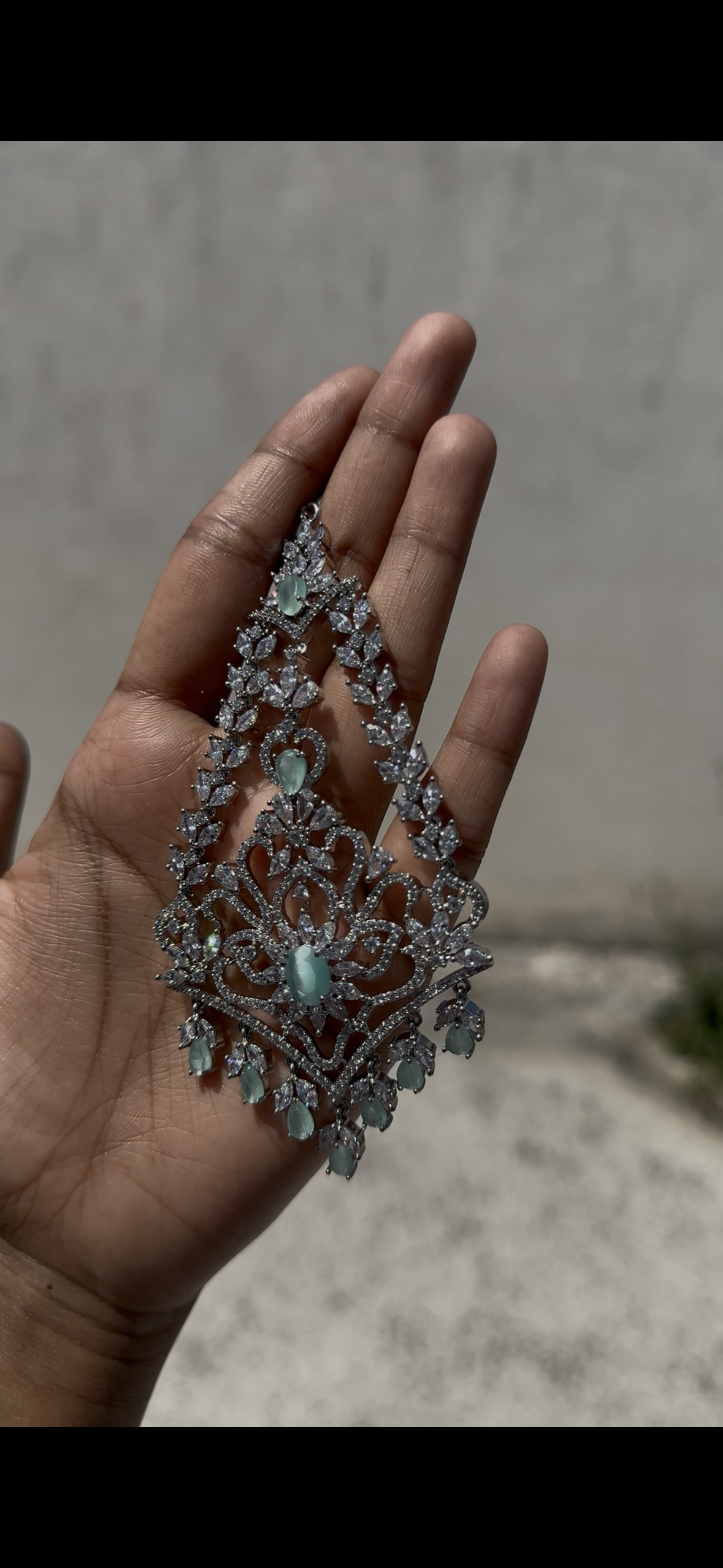 Jhoomar Argenté Vert d’Eau en Zirconia