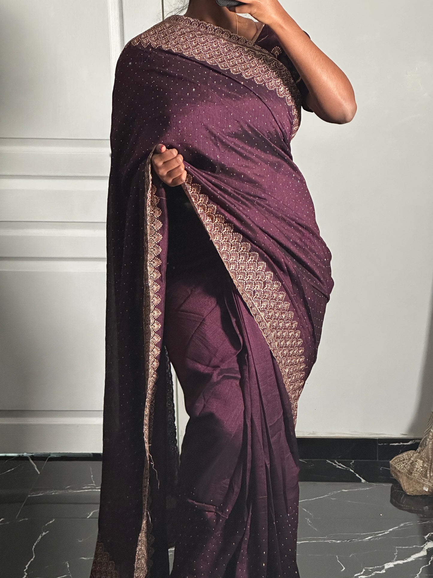 Sila One minute saree Prune