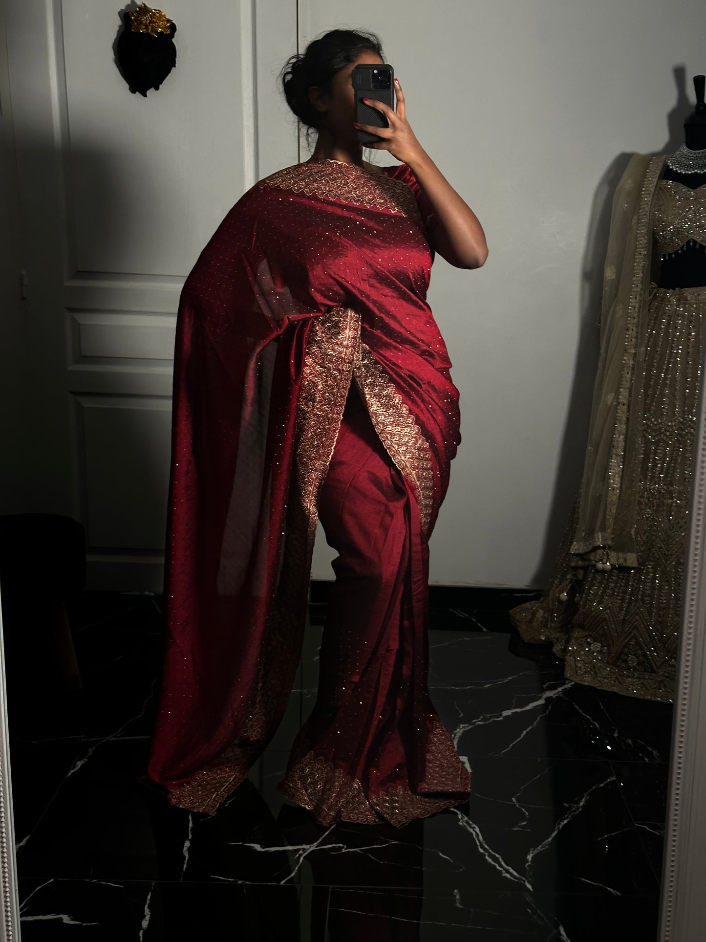 Sila One minute saree red
