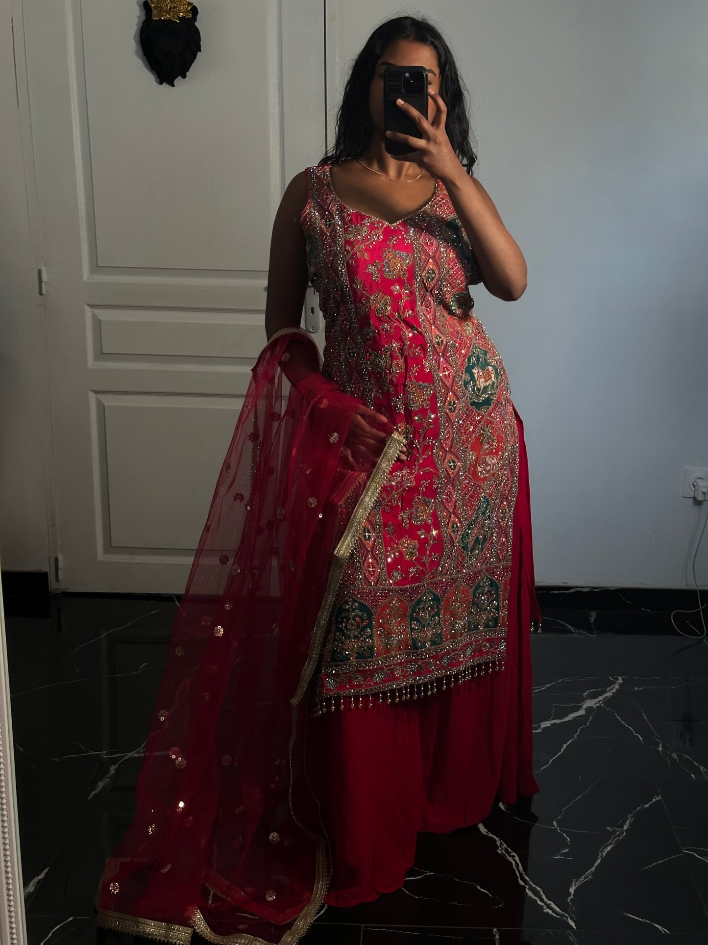 Salwar rose rubis