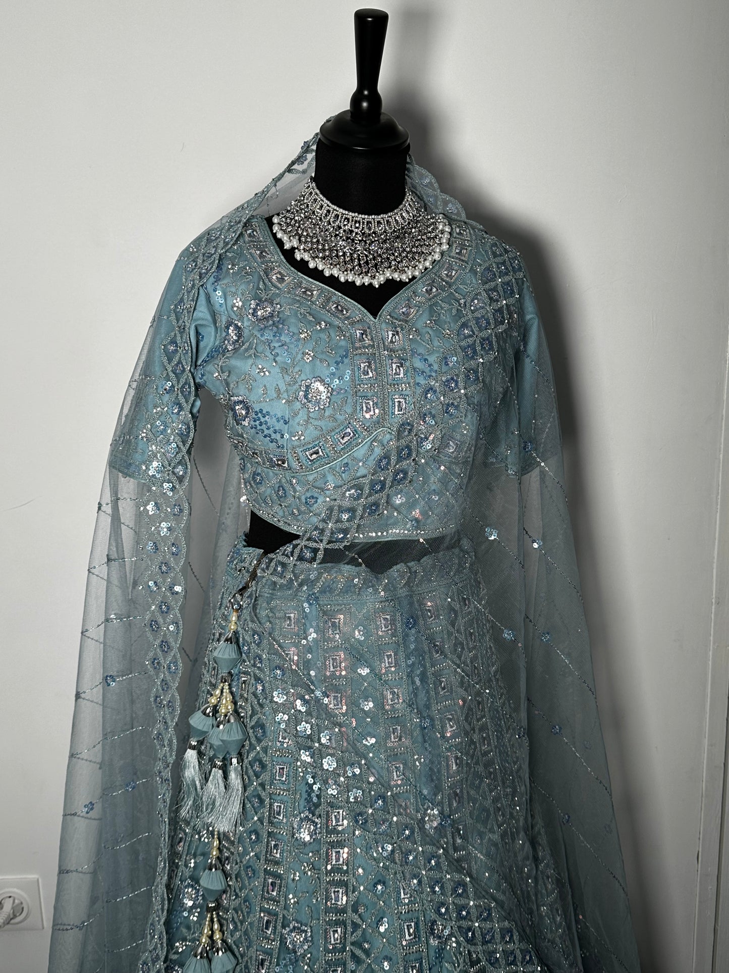 Ice blue lehenga