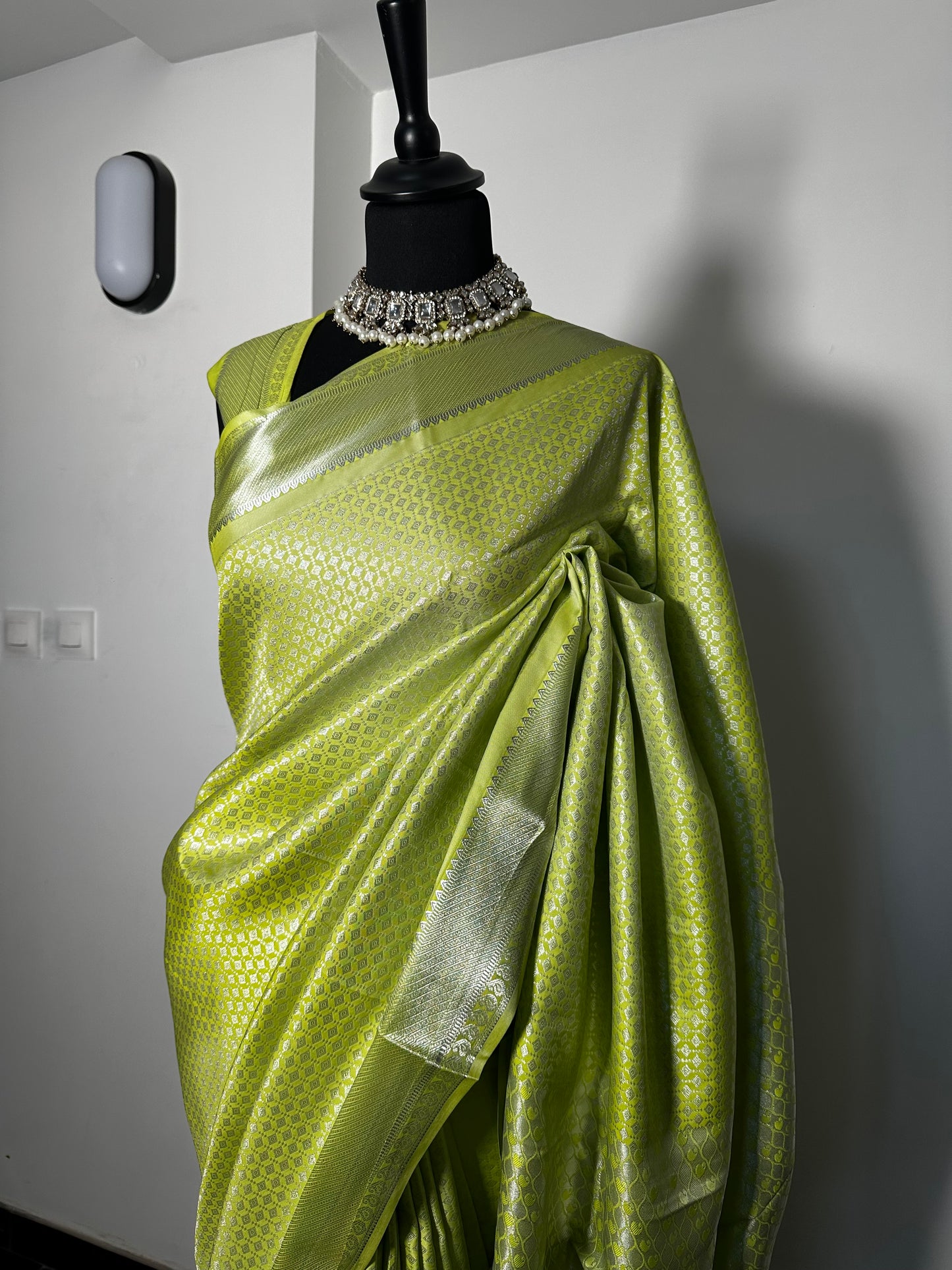 Sari Soft Banarasi Vert citron