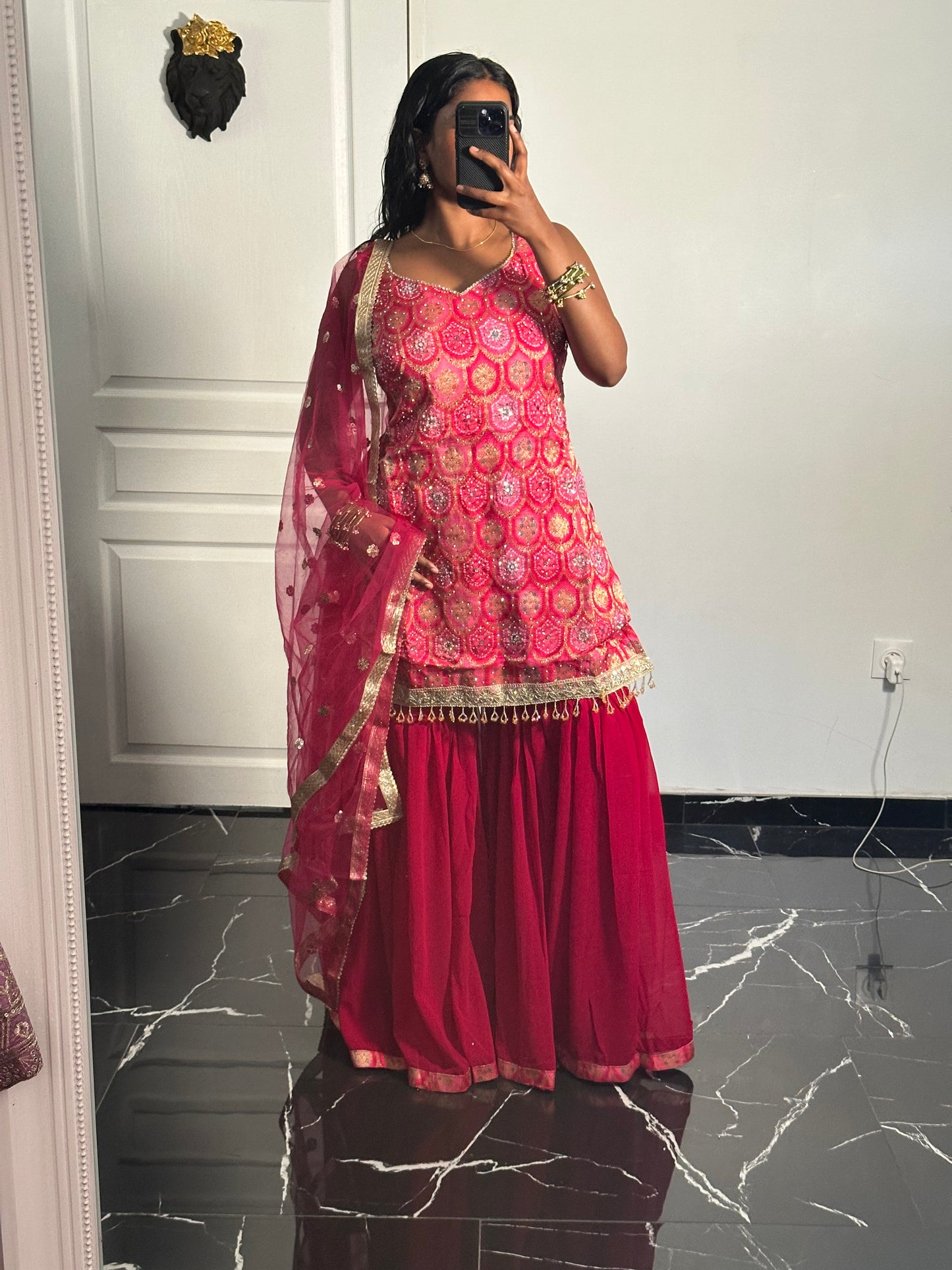 Salwar Fushia royale