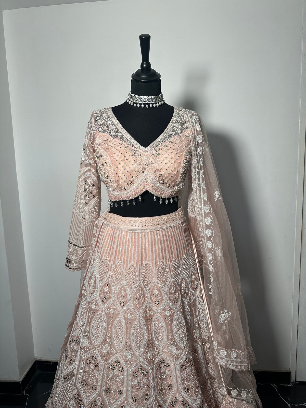Lehenga rose saumon