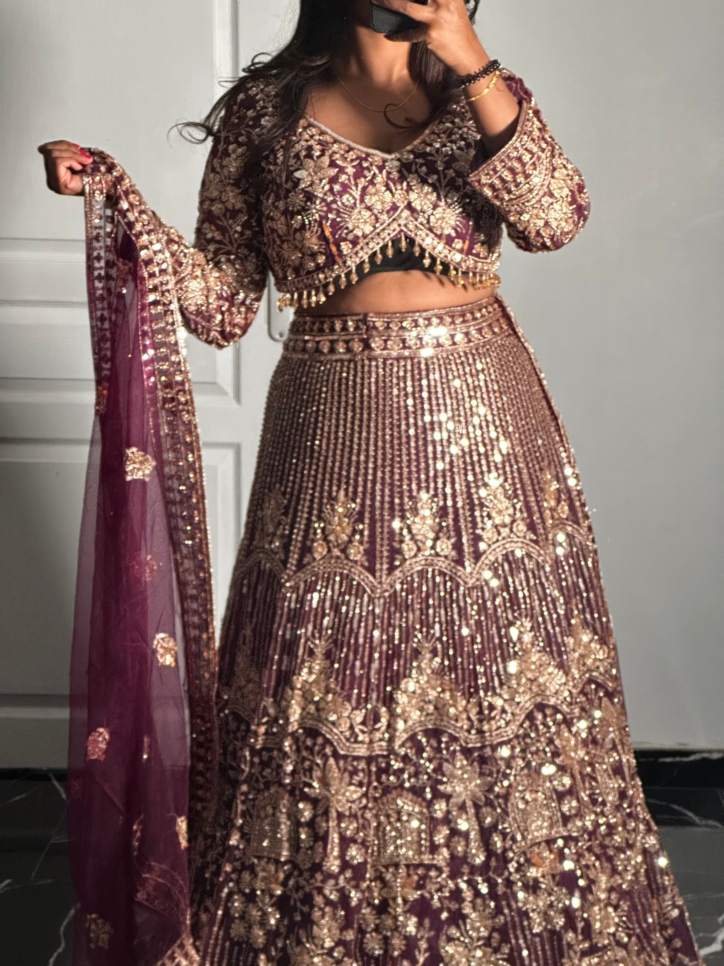 Lehenga Royal Grenat