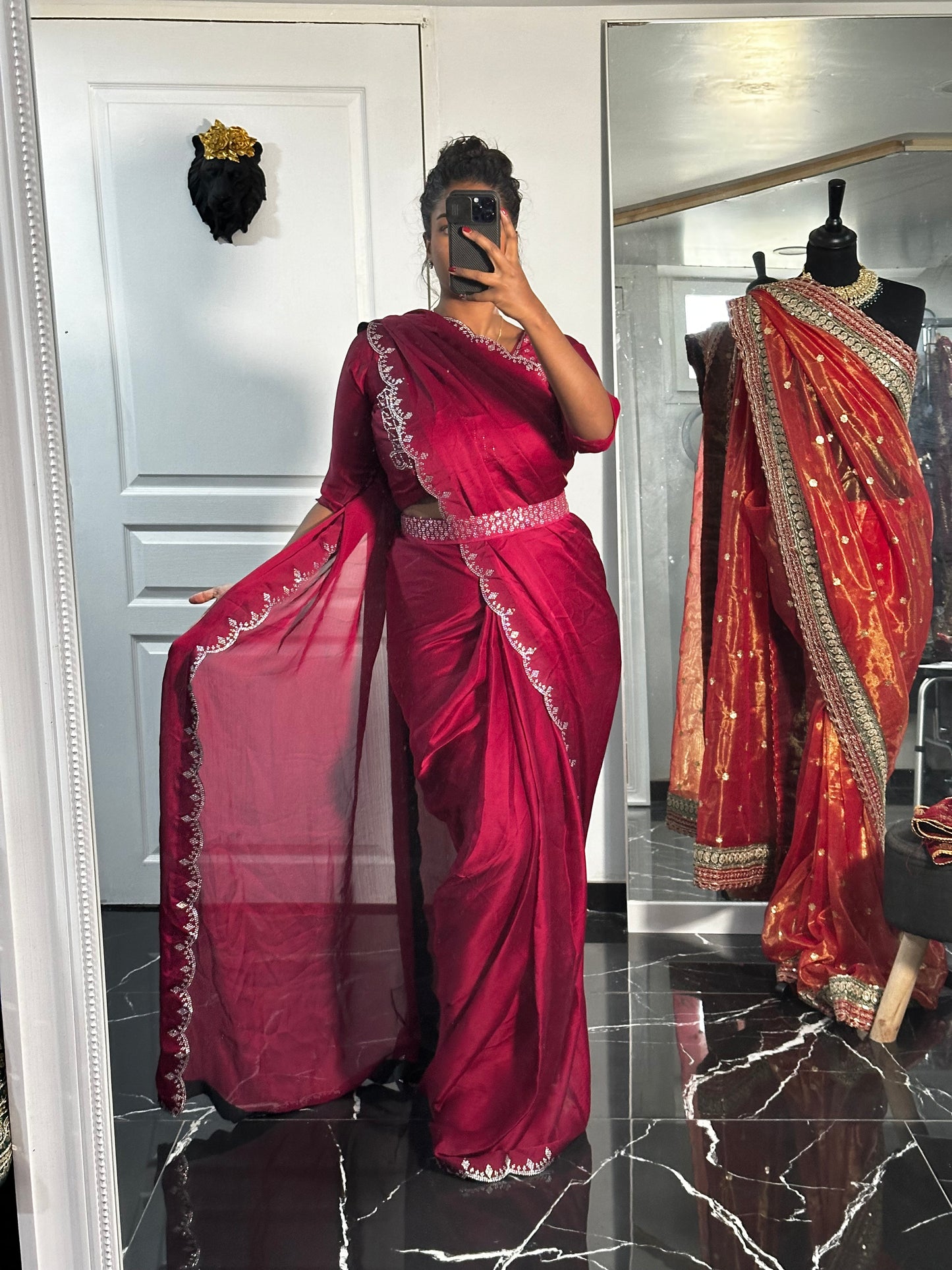 Magenta one minute saree