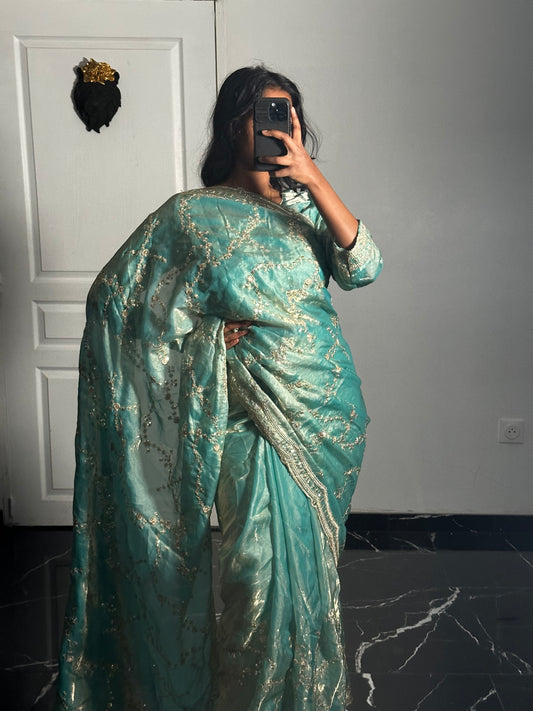 Saree Zoya bleu