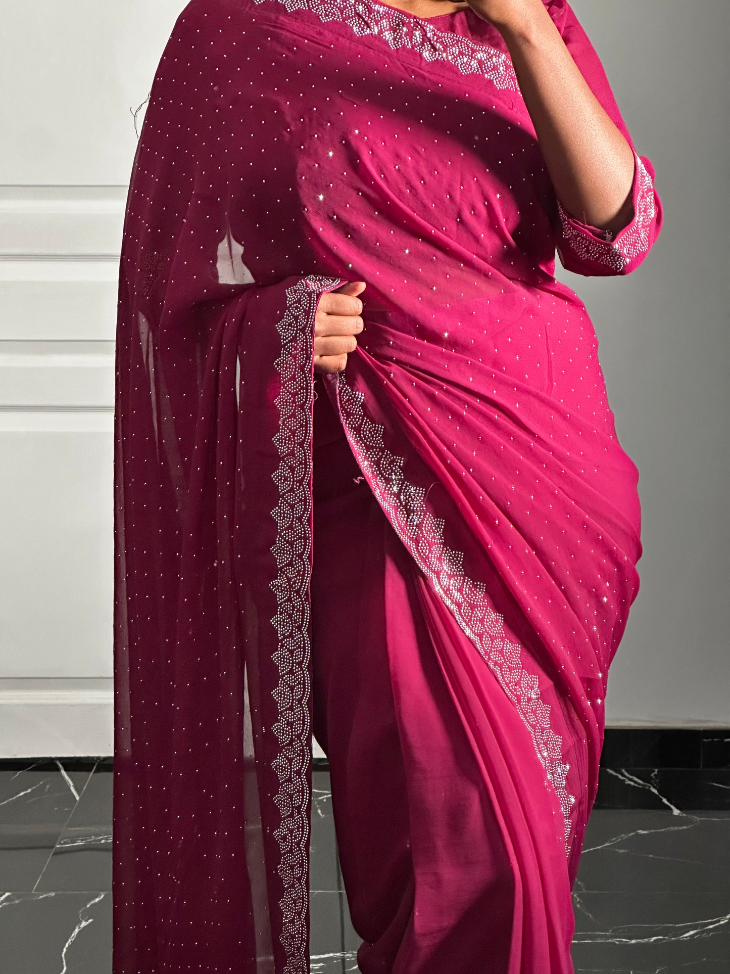 Siya one minute saree magenta