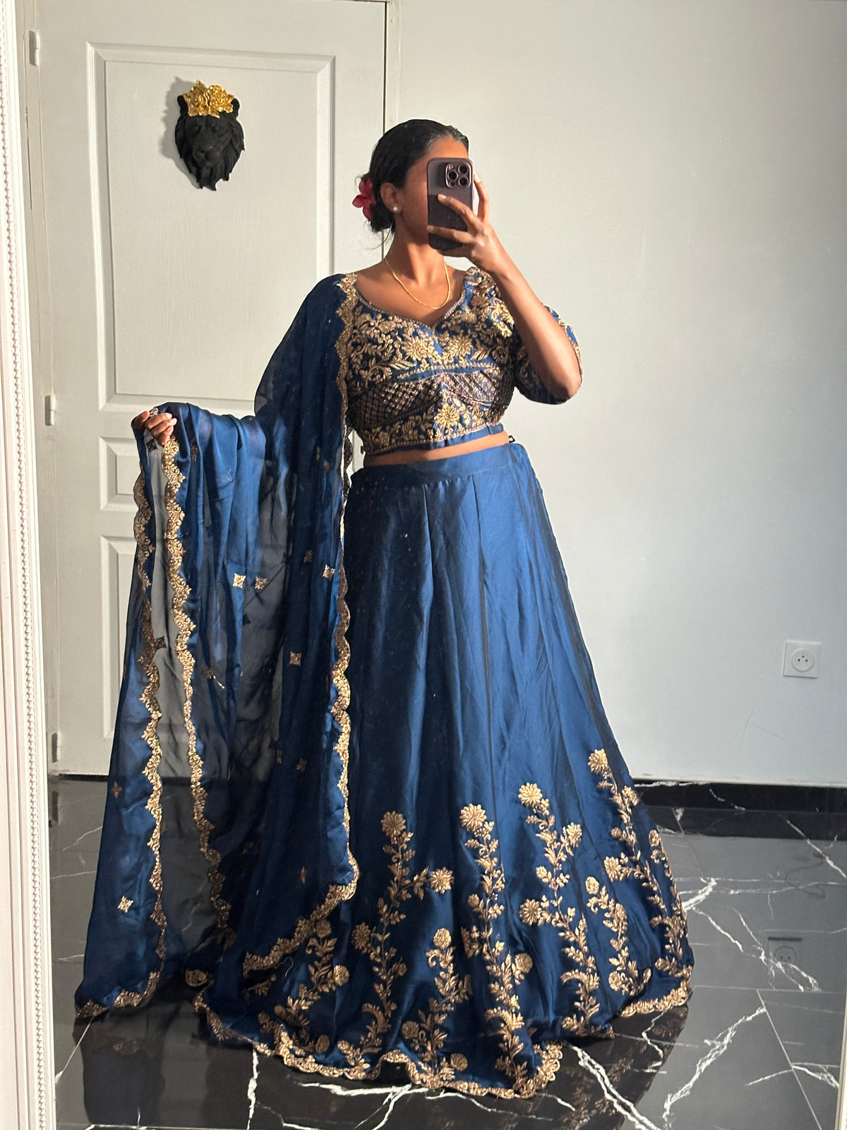 Lehenga Nilani bleu