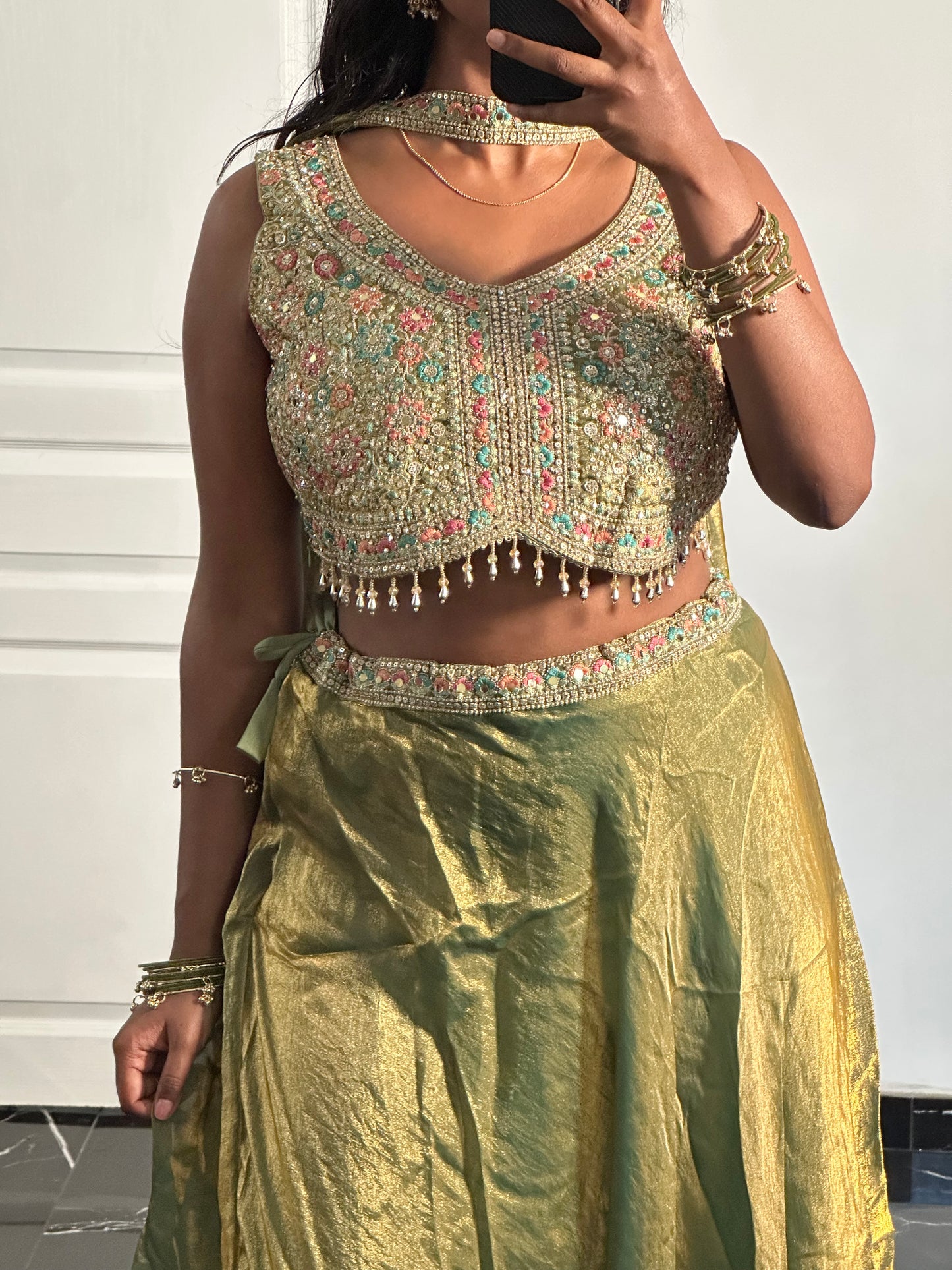 Lehenga Vert olive