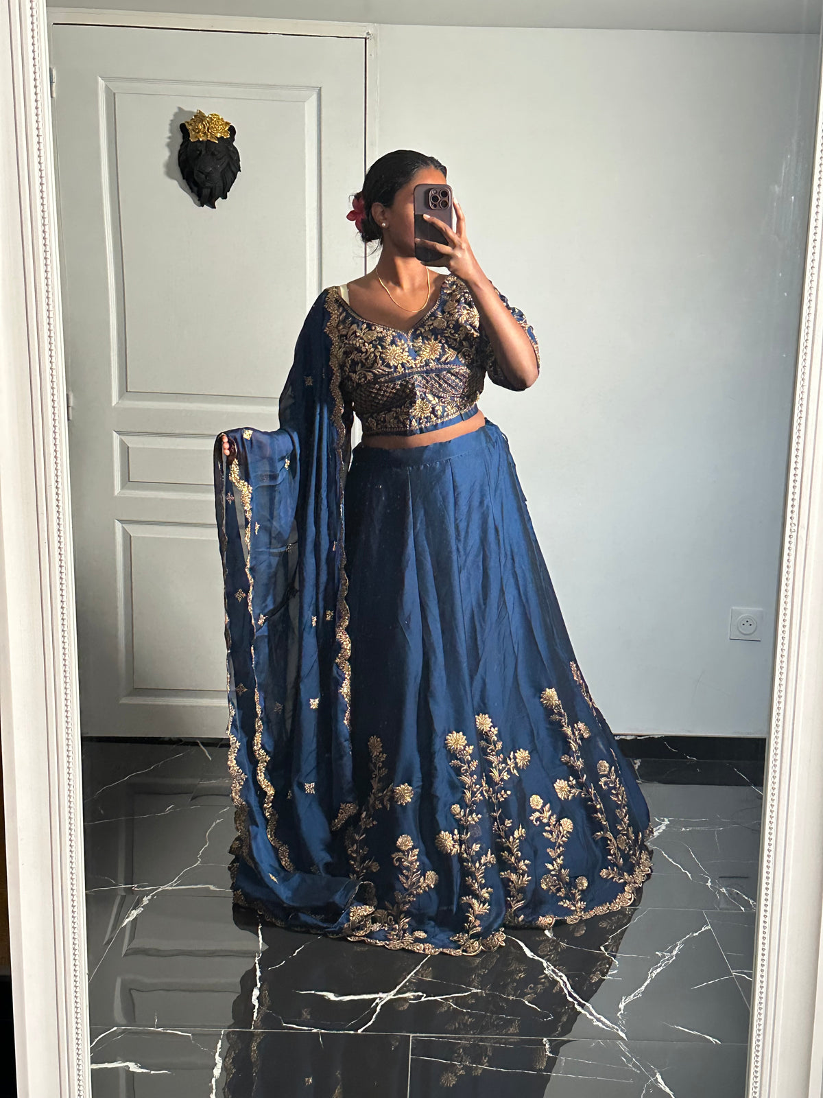 Lehenga Nilani bleu