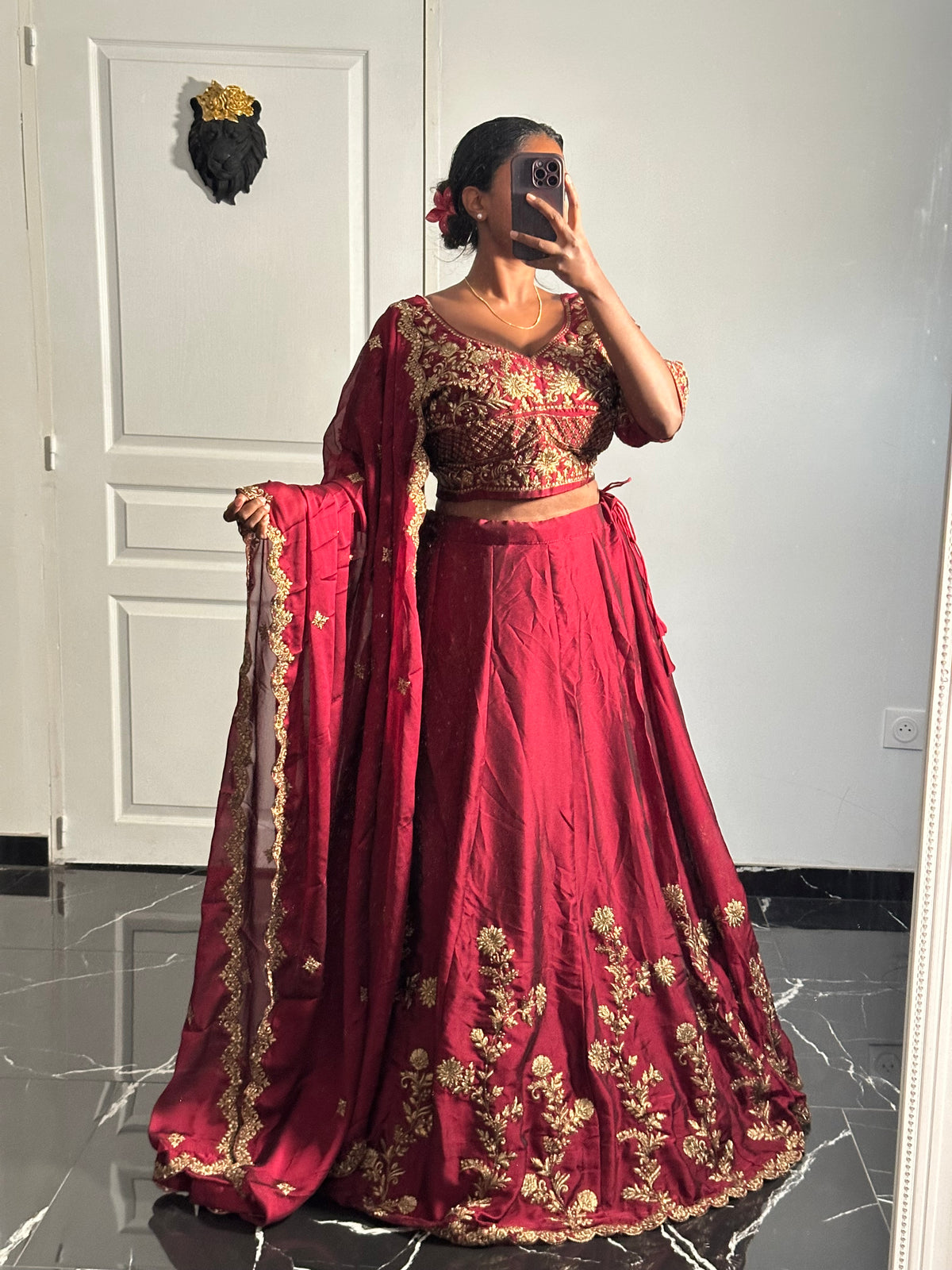 Lehenga Nilani rouge