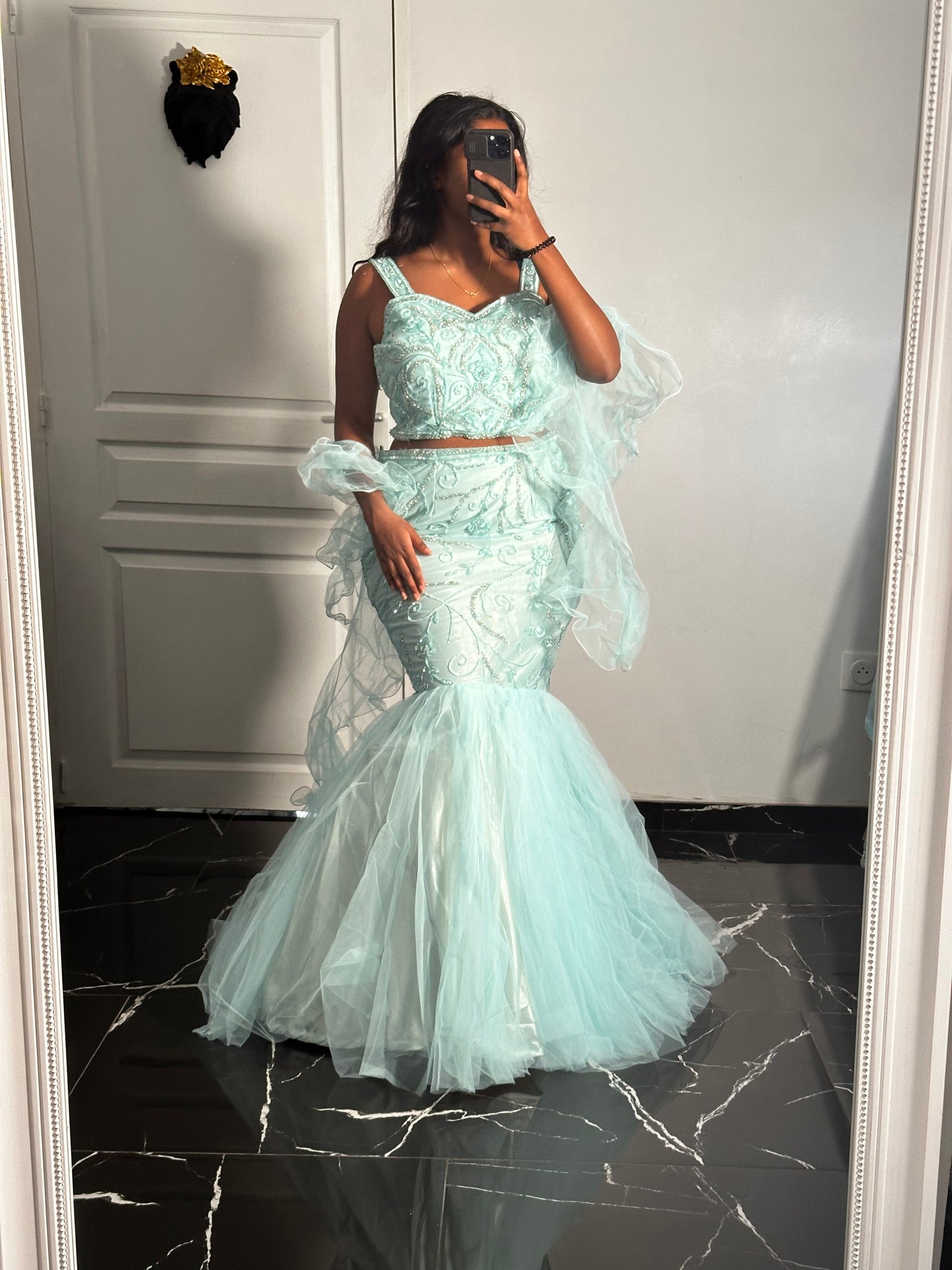 Lehenga sirène bleu