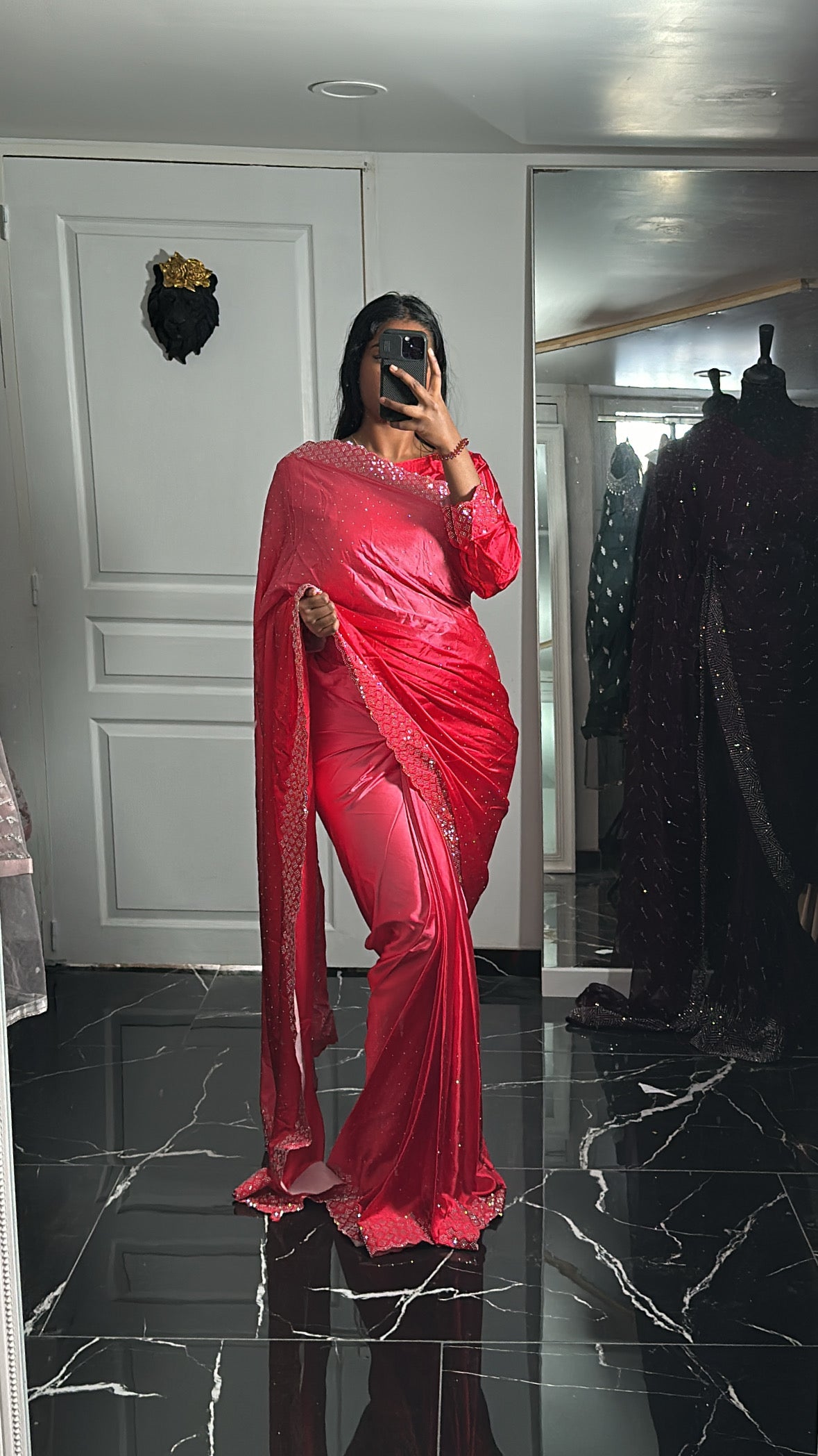 Dégradé Rouge-One minute saree