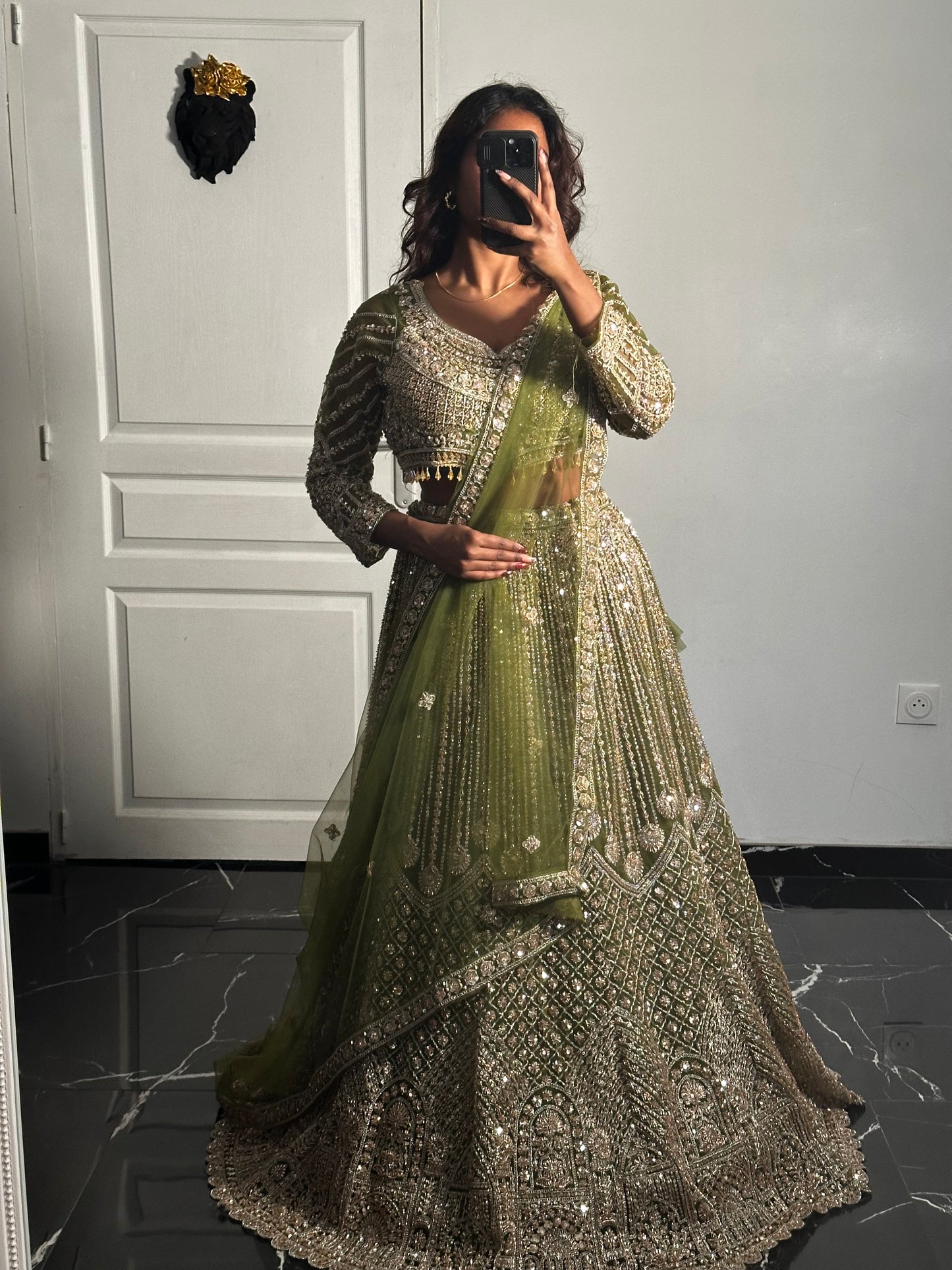 Lehenga brise d'olive