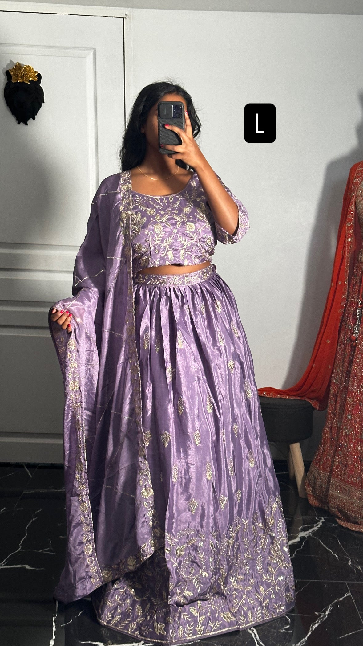 Lehenga Lavande Royal en Soie Chinon