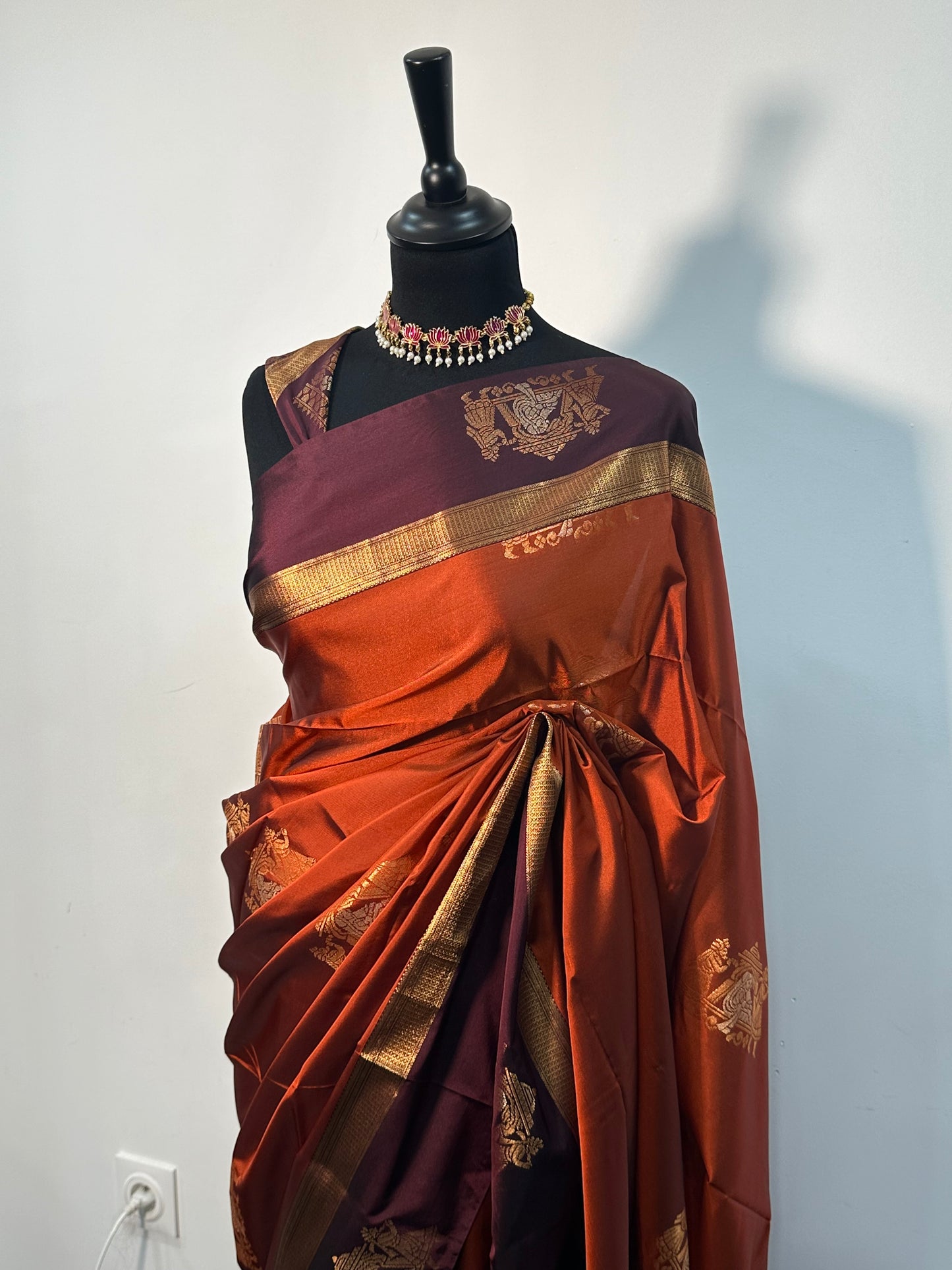 Sari Soft Silk – Terracotta & Prune