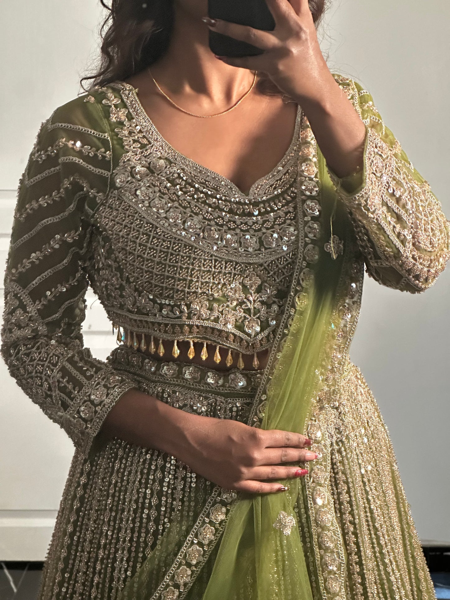 Lehenga brise d'olive