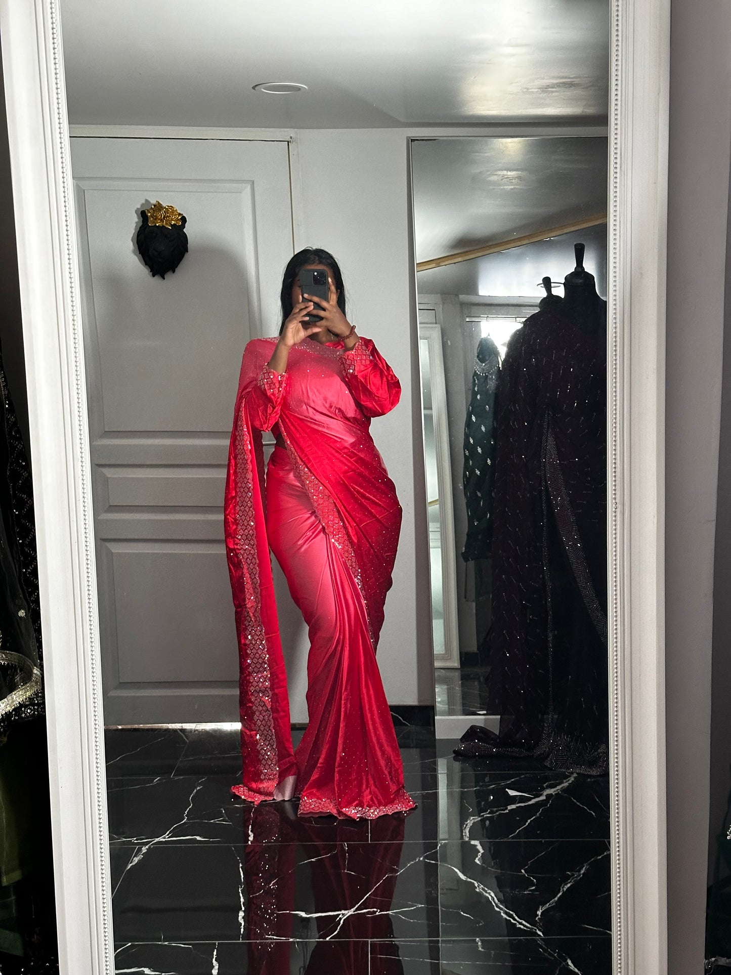 Dégradé Rouge-One minute saree