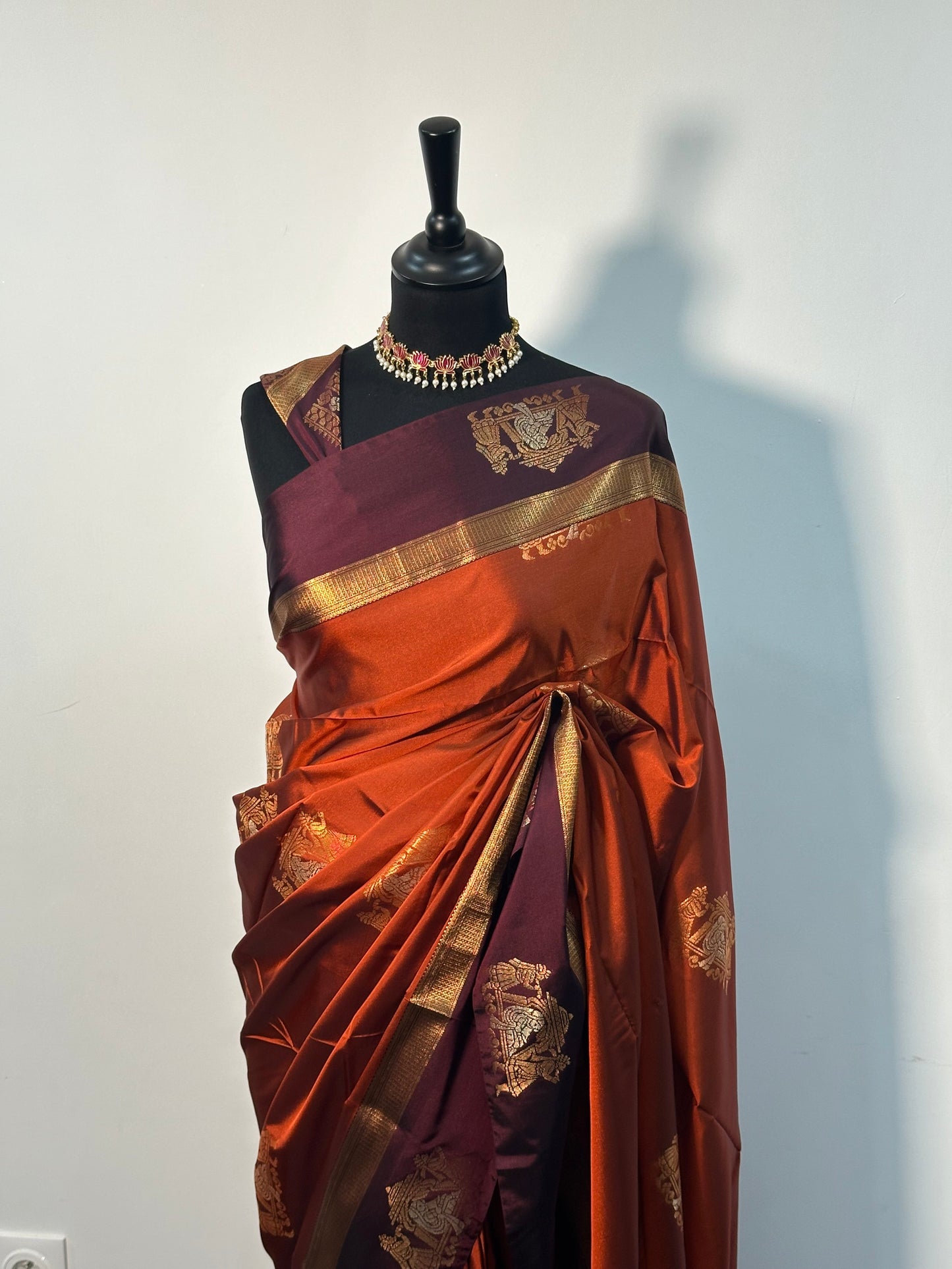 Sari Soft Silk – Terracotta & Prune