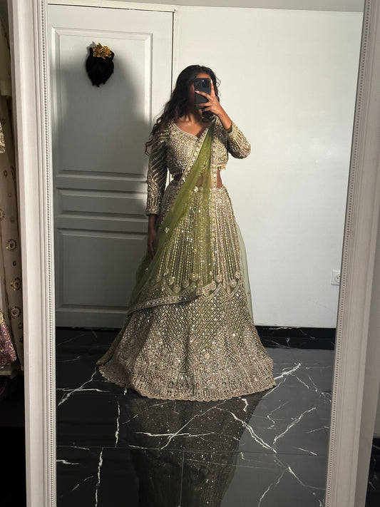 Lehenga brise d'olive