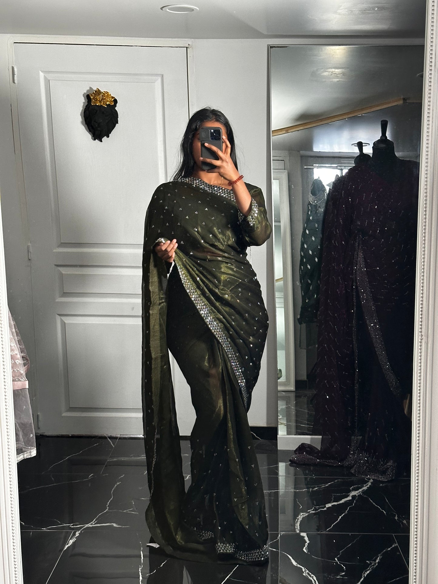 JURA saree kaki