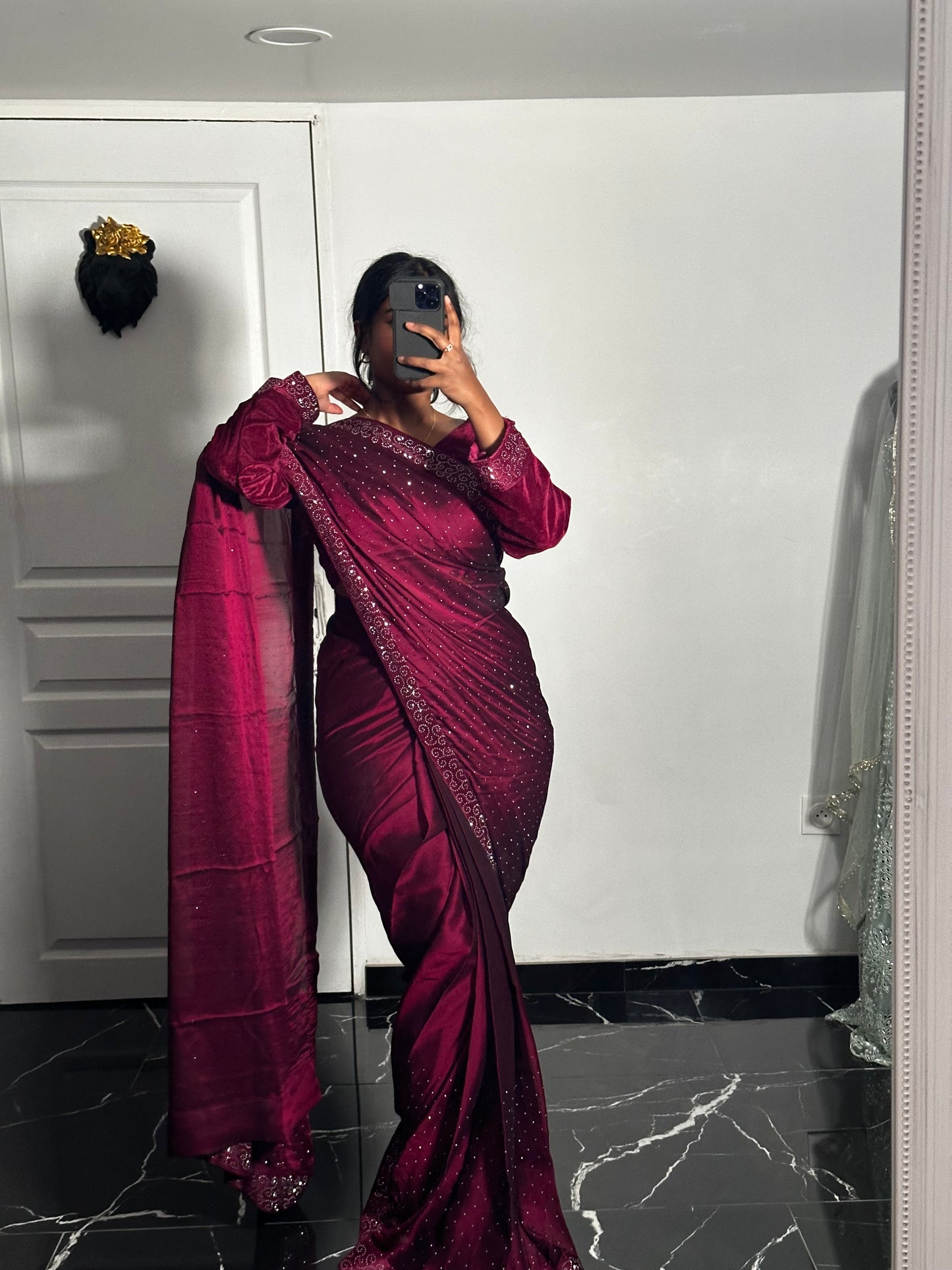 One minute saree magenta
