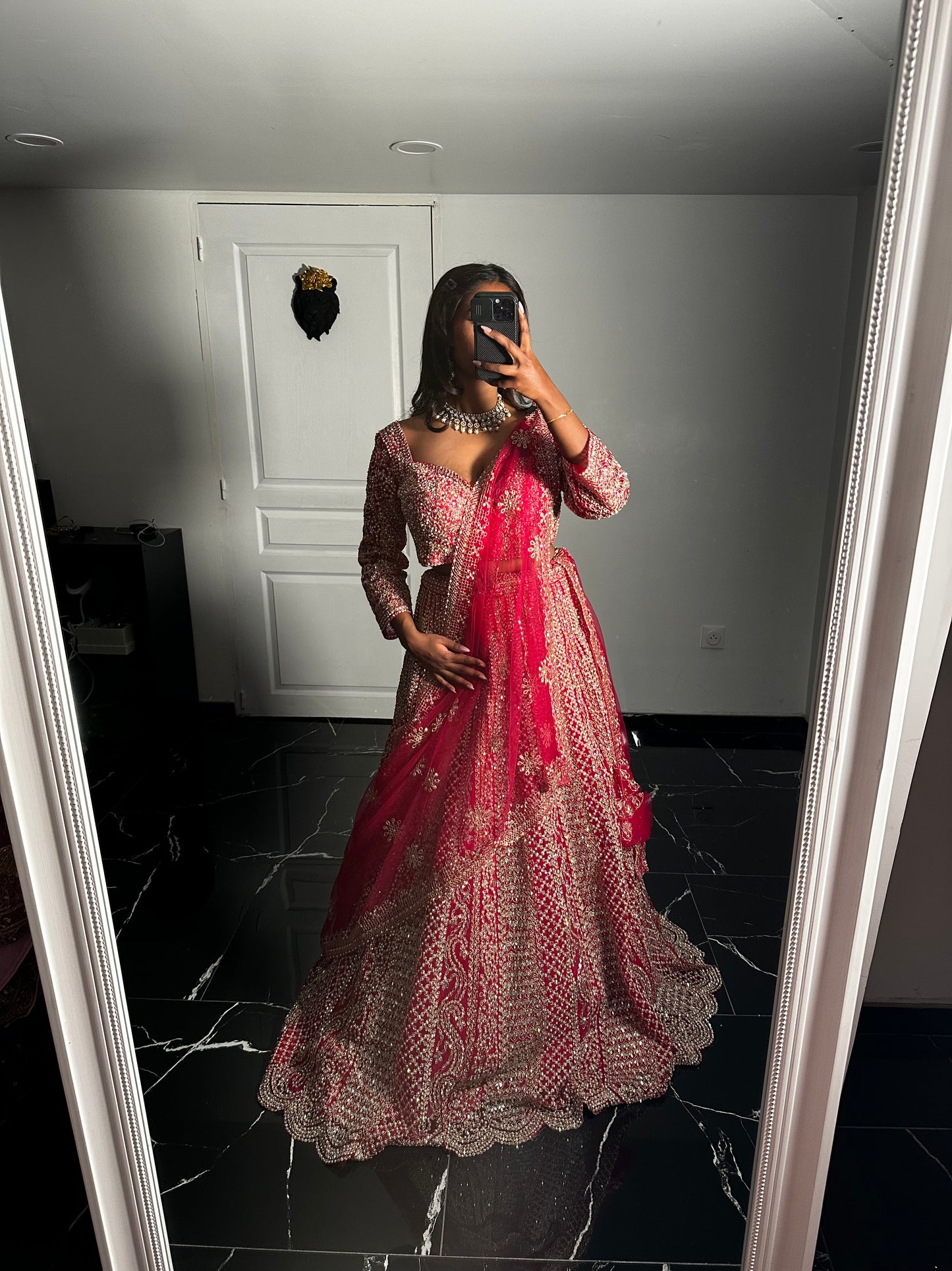 Lehenga rouge fushia
