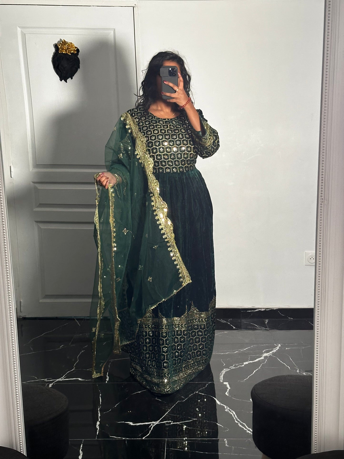 Salwar velour vert