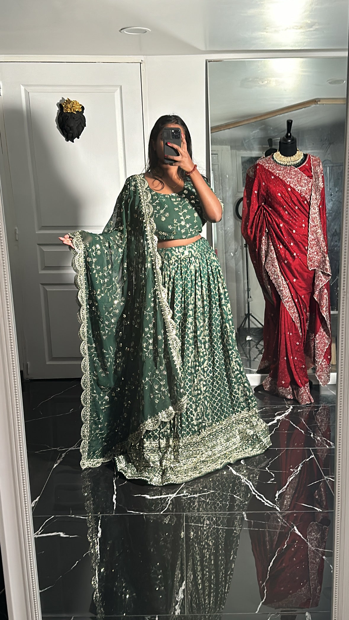 Floral green lehenga