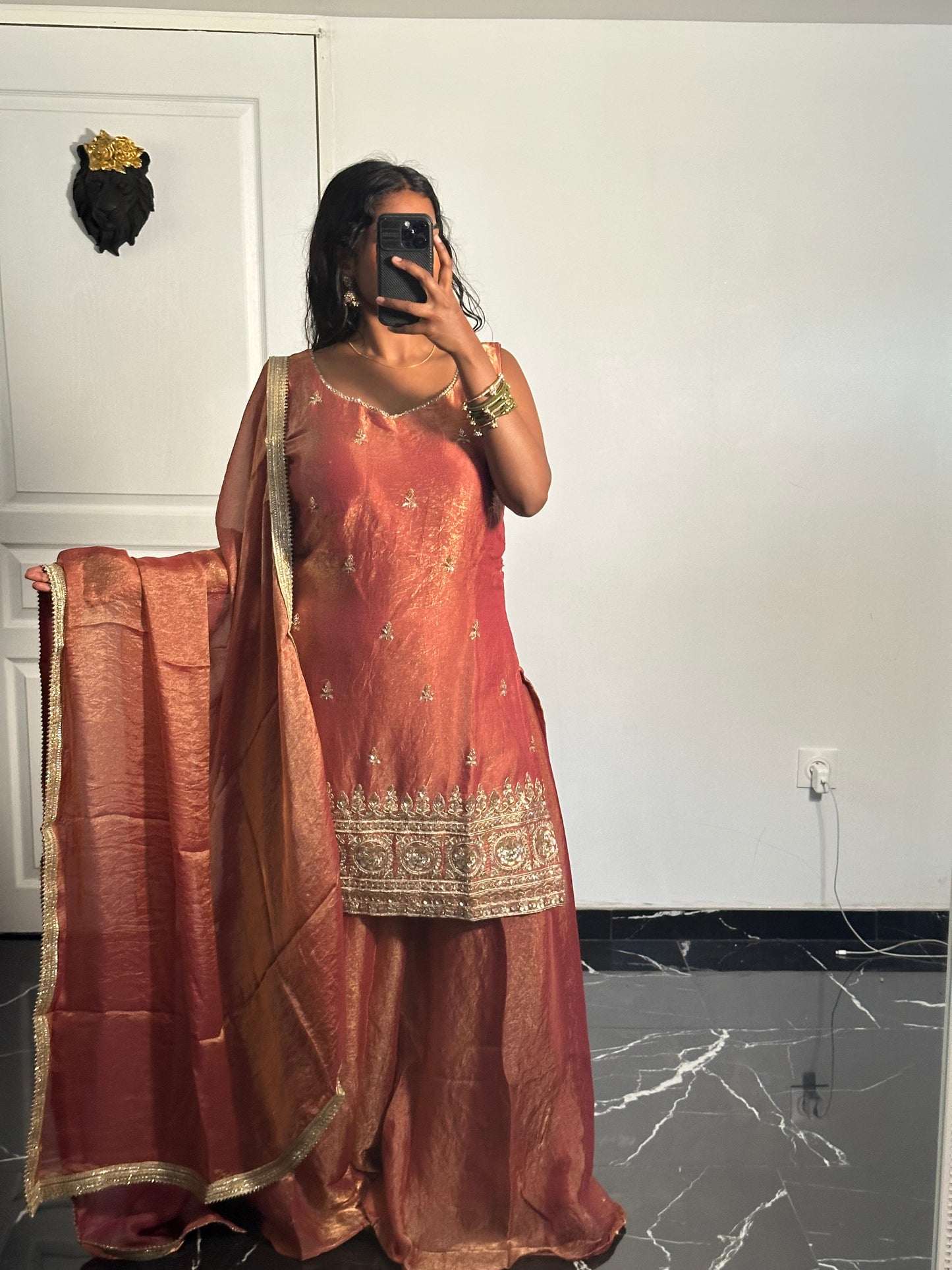 Salwar rose cuivré