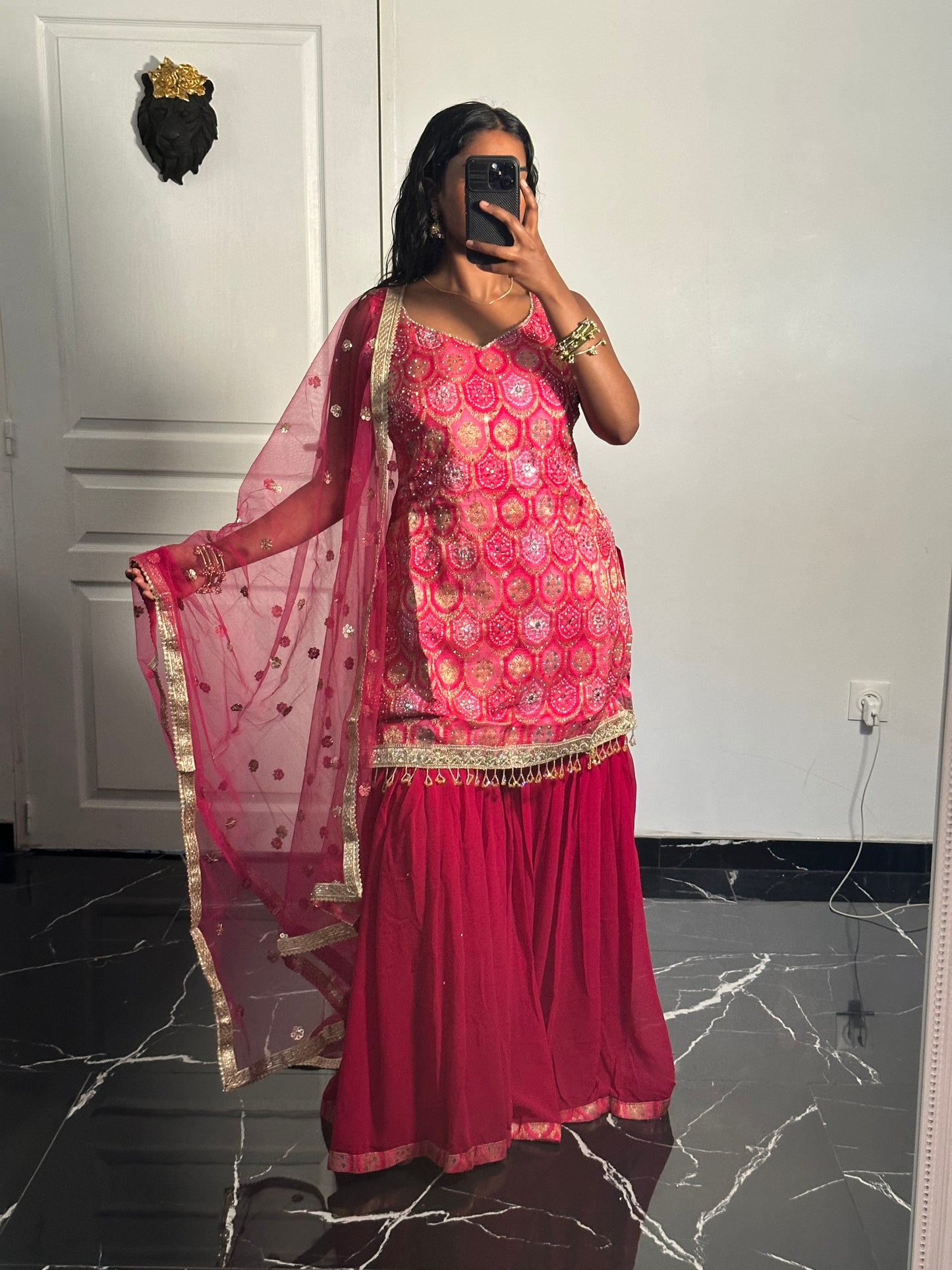 Salwar Fushia royale