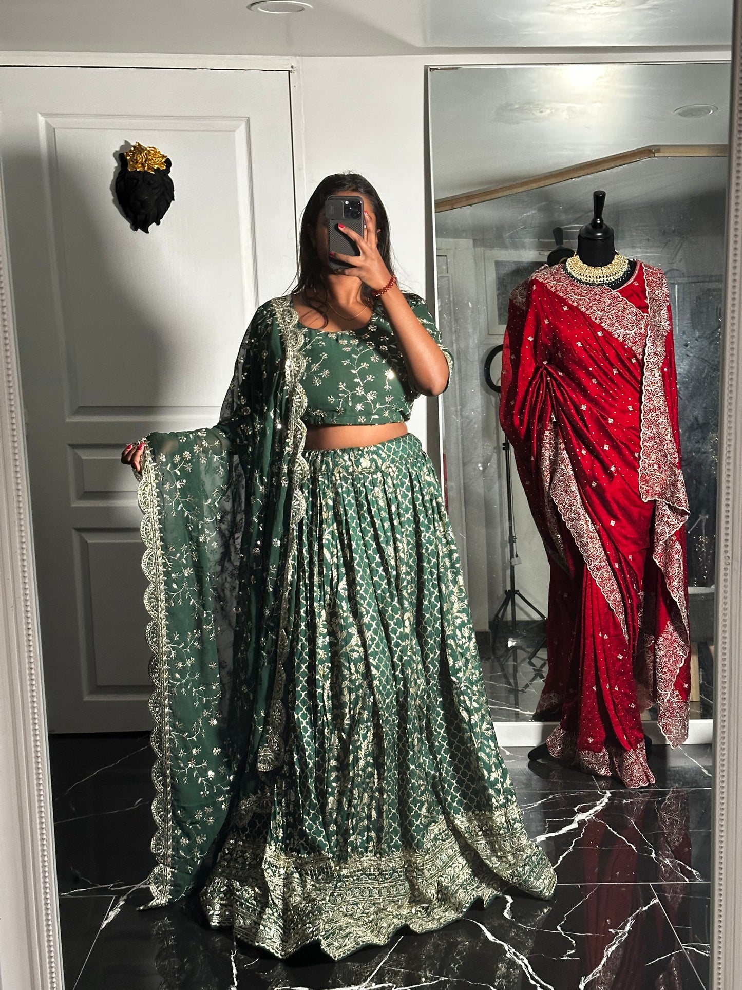 Floral green lehenga