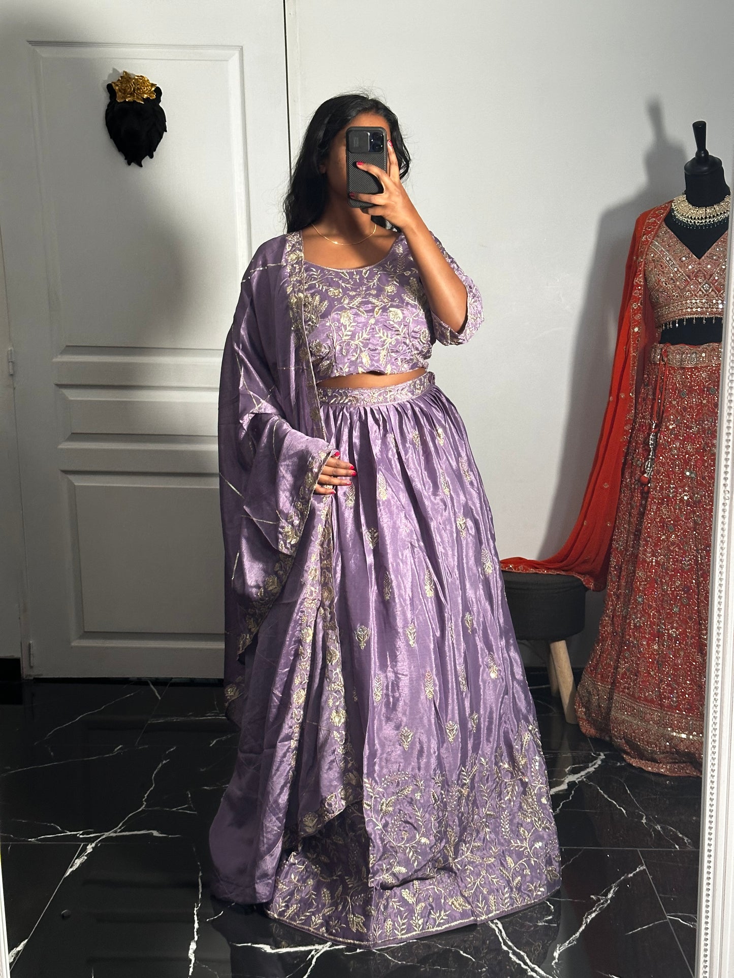 Lehenga Lavande Royal en Soie Chinon