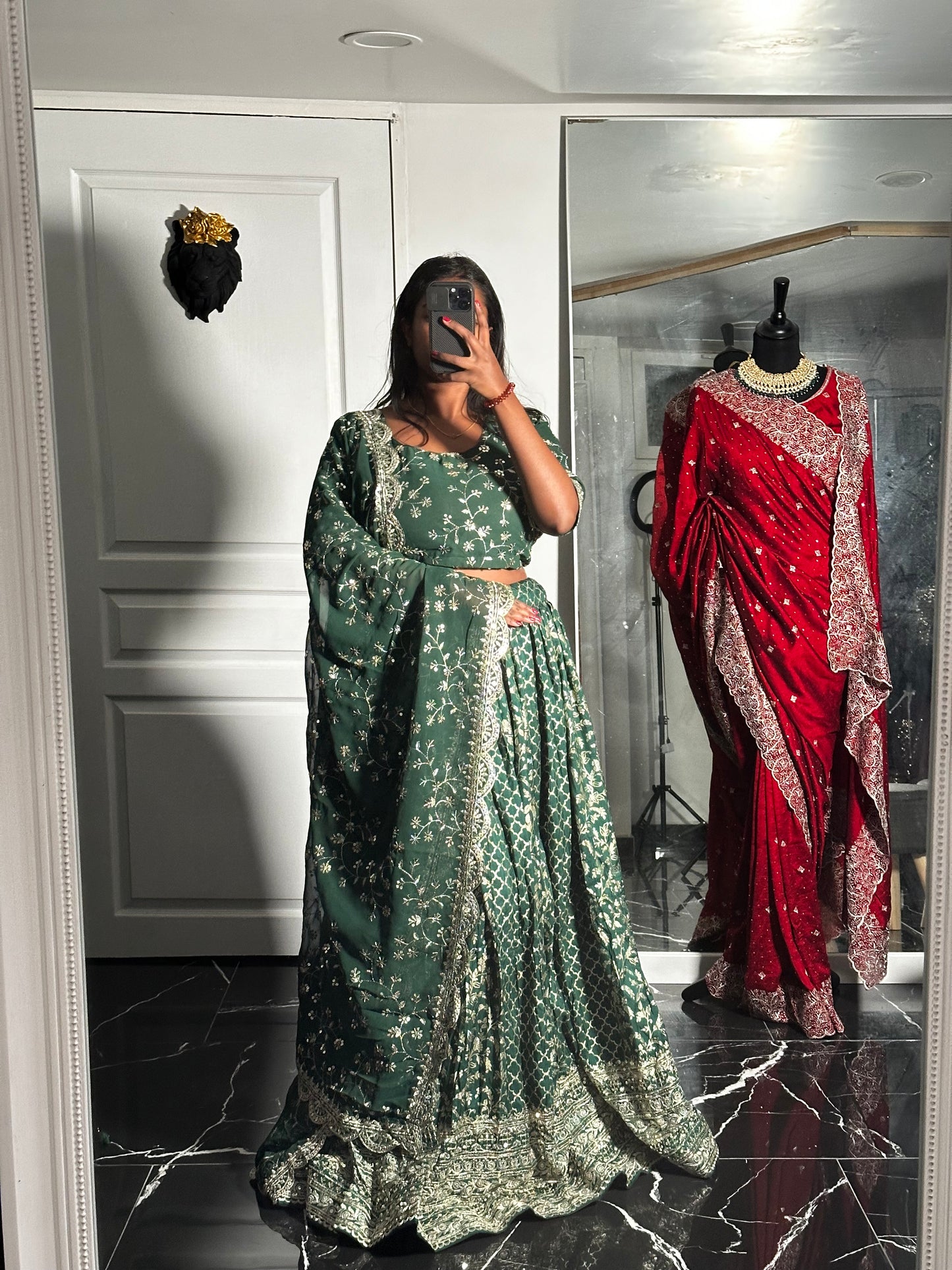 Floral green lehenga