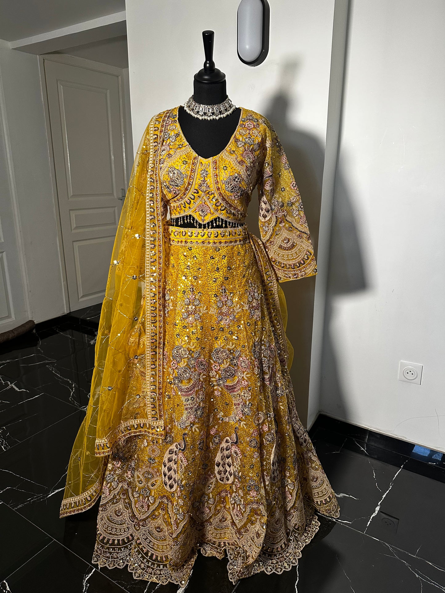 Lehenga jaune moutarde