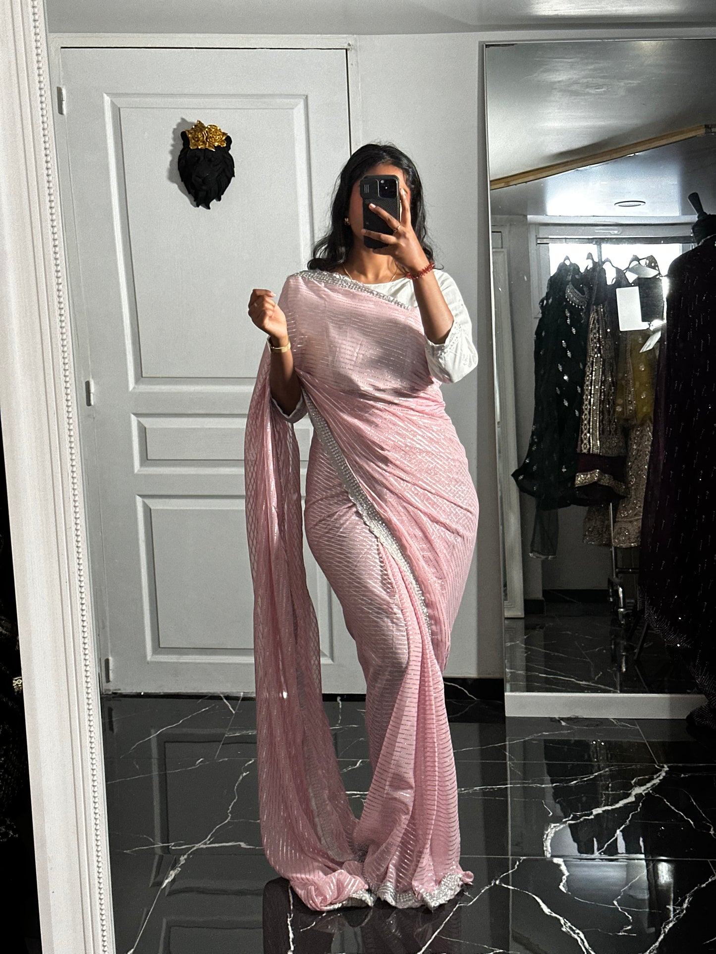 1 minute saree bleu/rose/violet