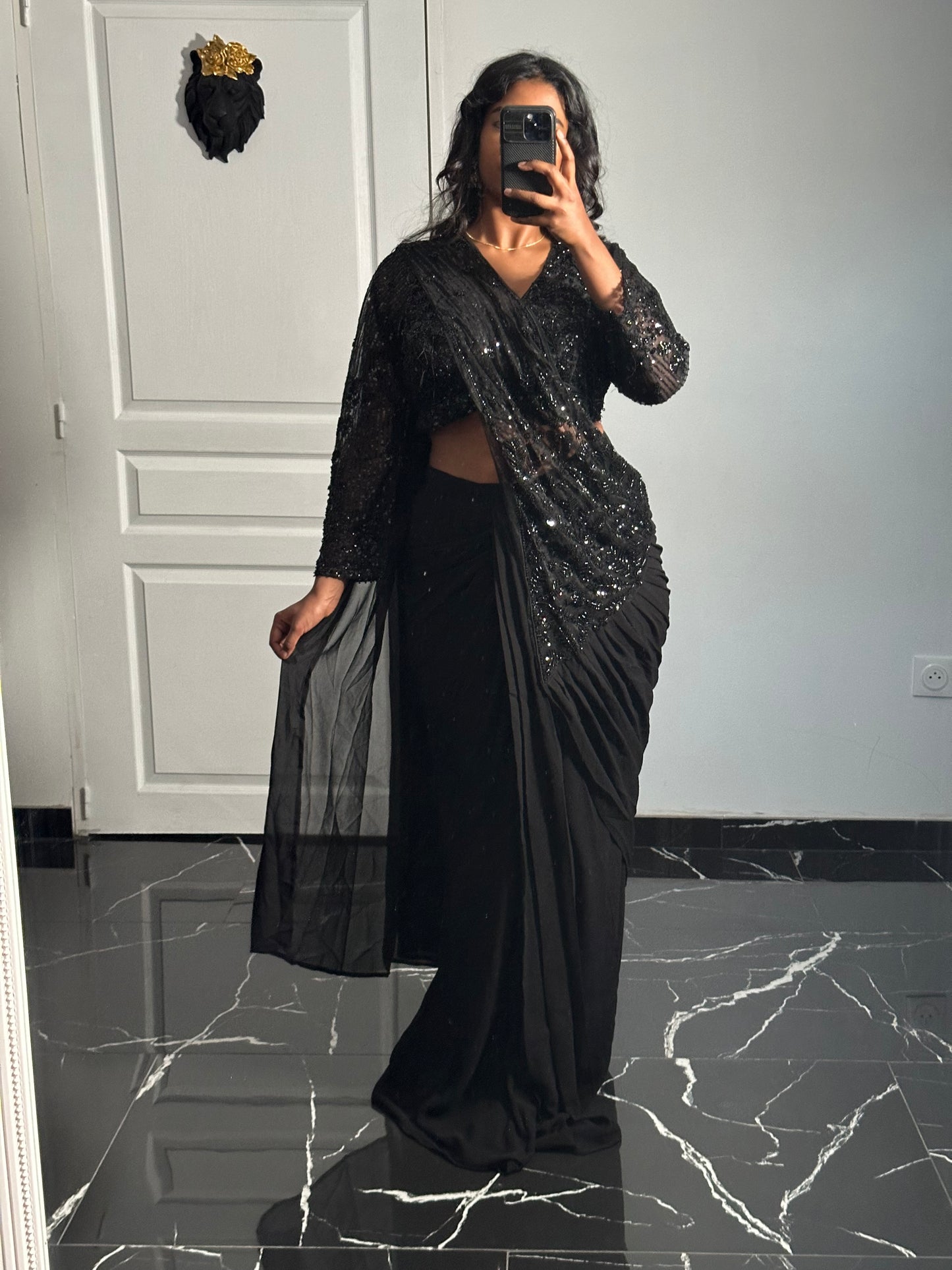 Black saree design