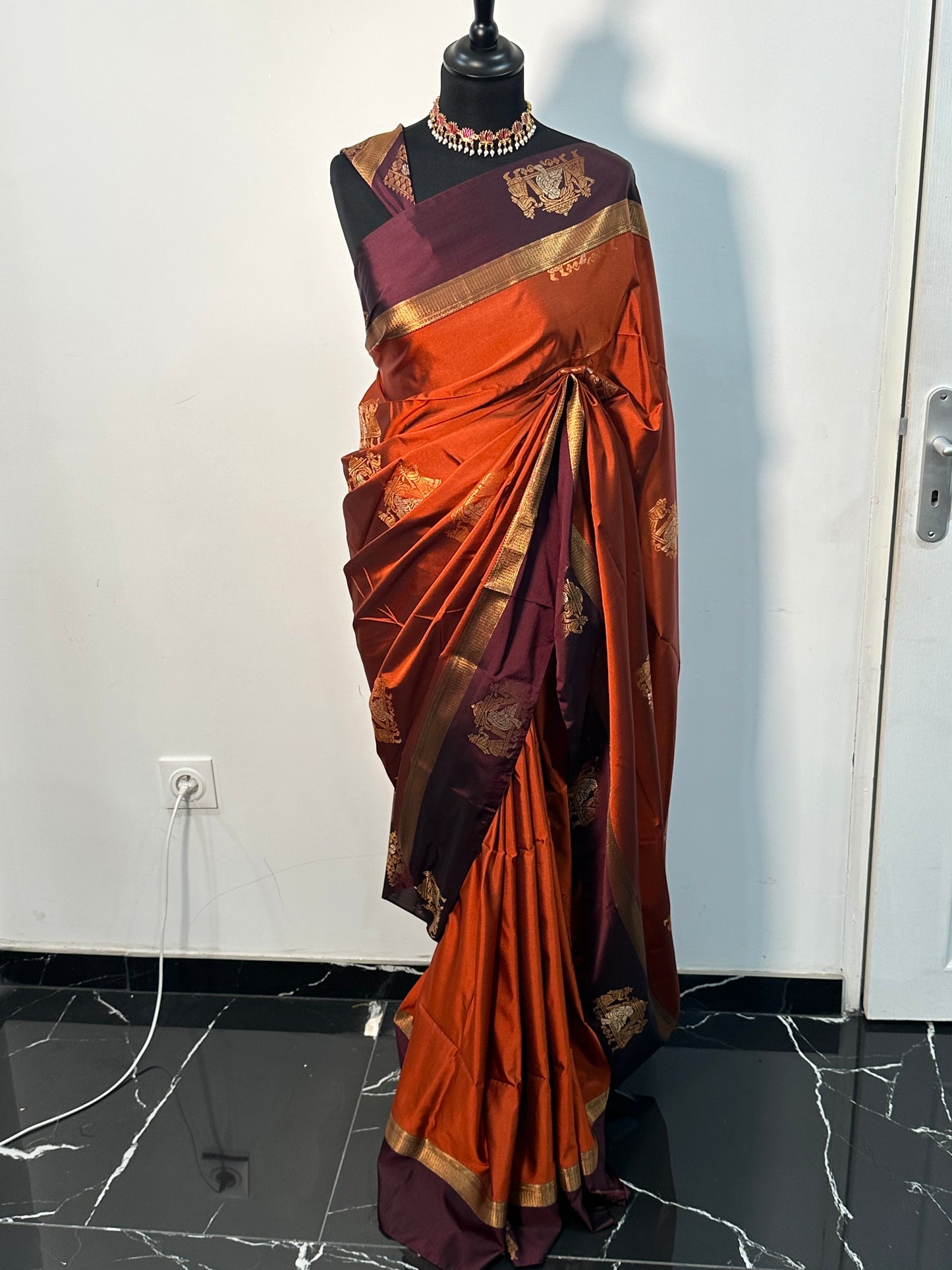 Sari Soft Silk – Terracotta & Prune